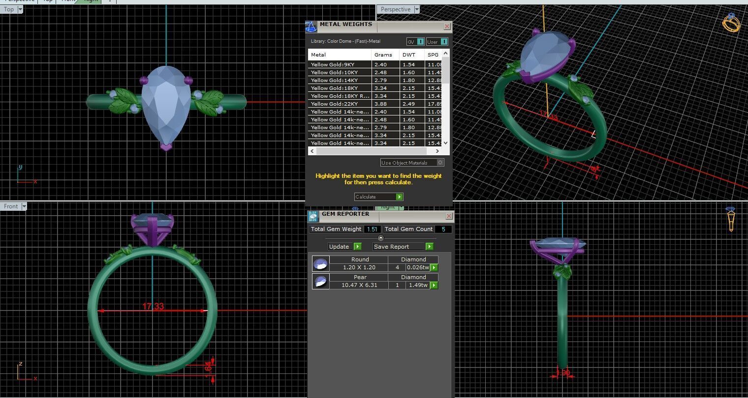 Pear Diamond Solitaire Ring 3D print model 3D print model_25