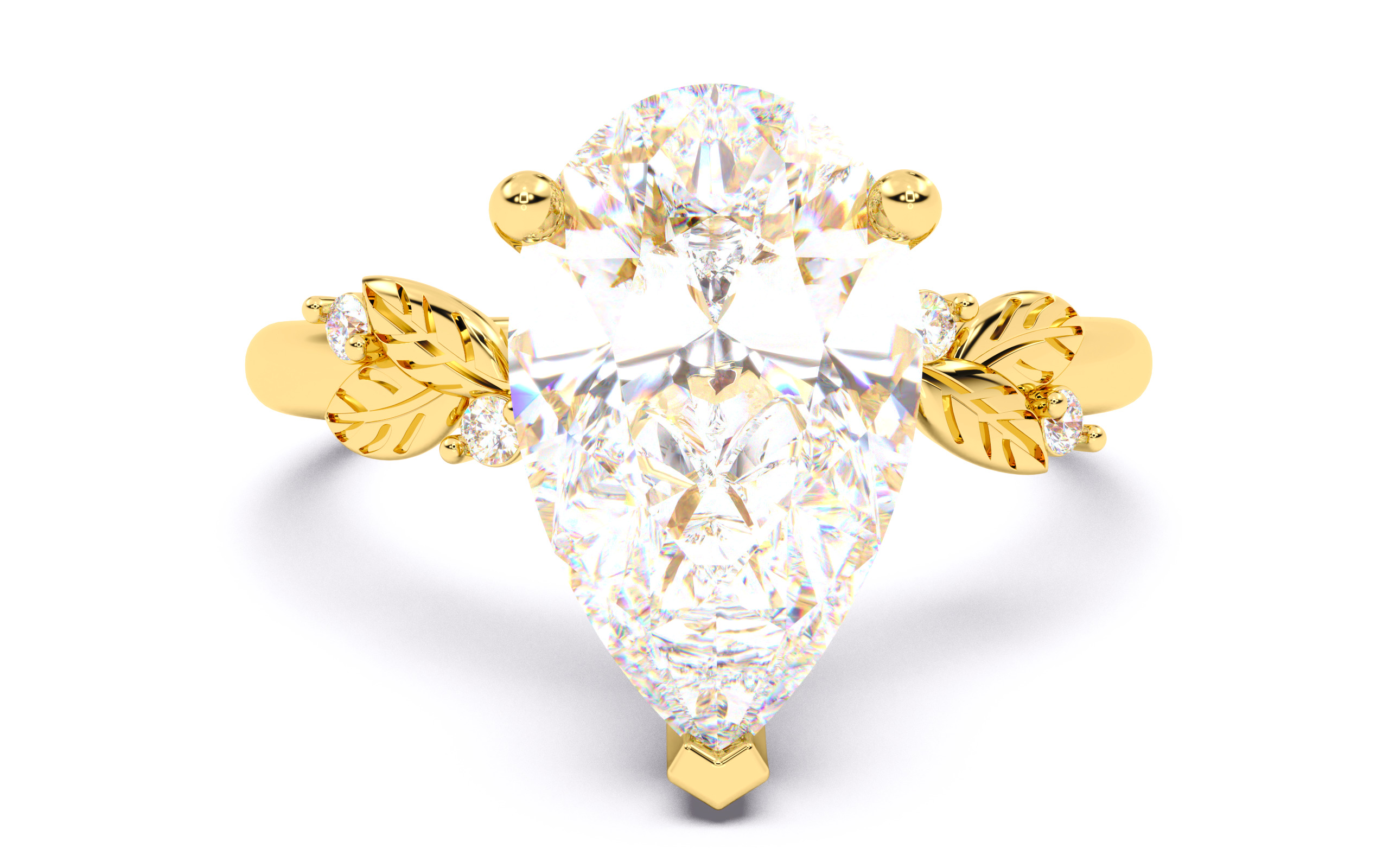 Pear Diamond Solitaire Ring 3D print model 3D print model_2