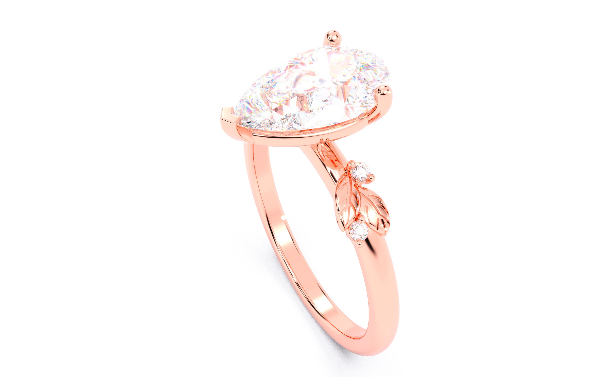 Pear Diamond Solitaire Ring 3D print model 3D print model_11