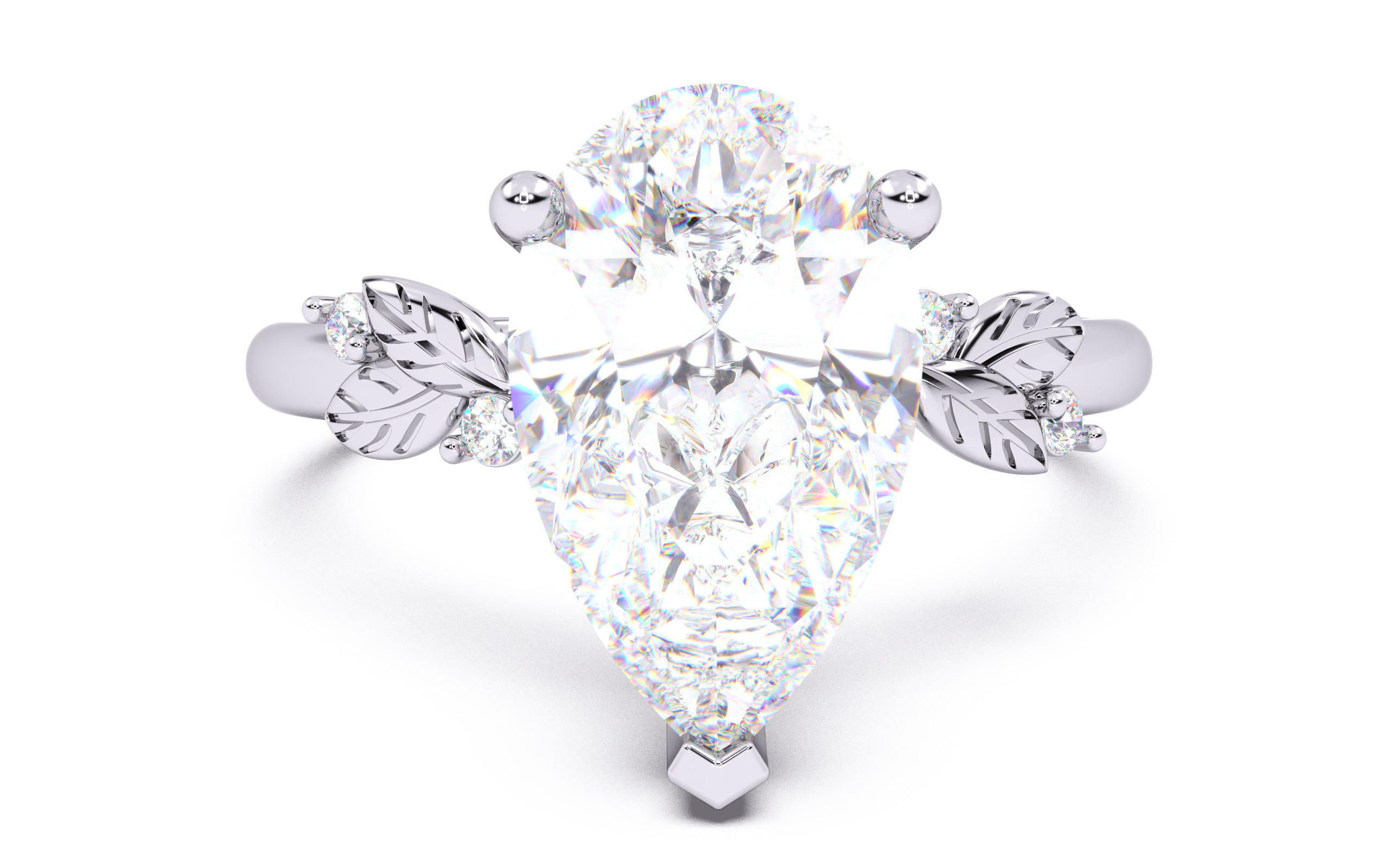 Pear Diamond Solitaire Ring 3D print model 3D print model_20