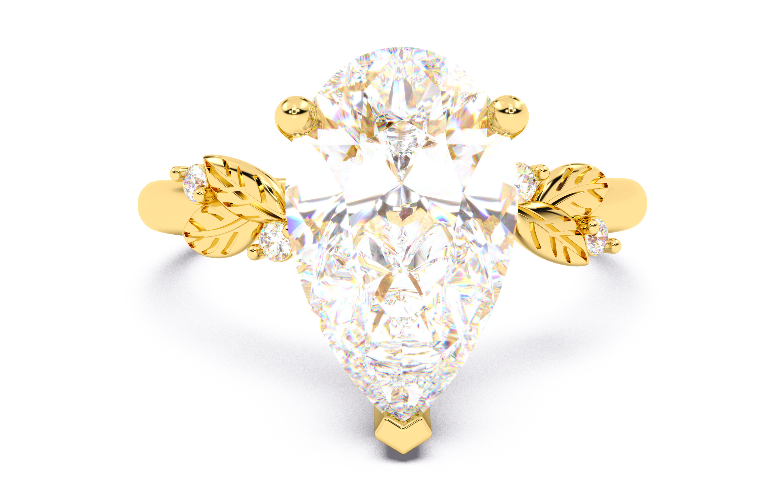 Pear Diamond Solitaire Ring 3D print model 3D print model_13