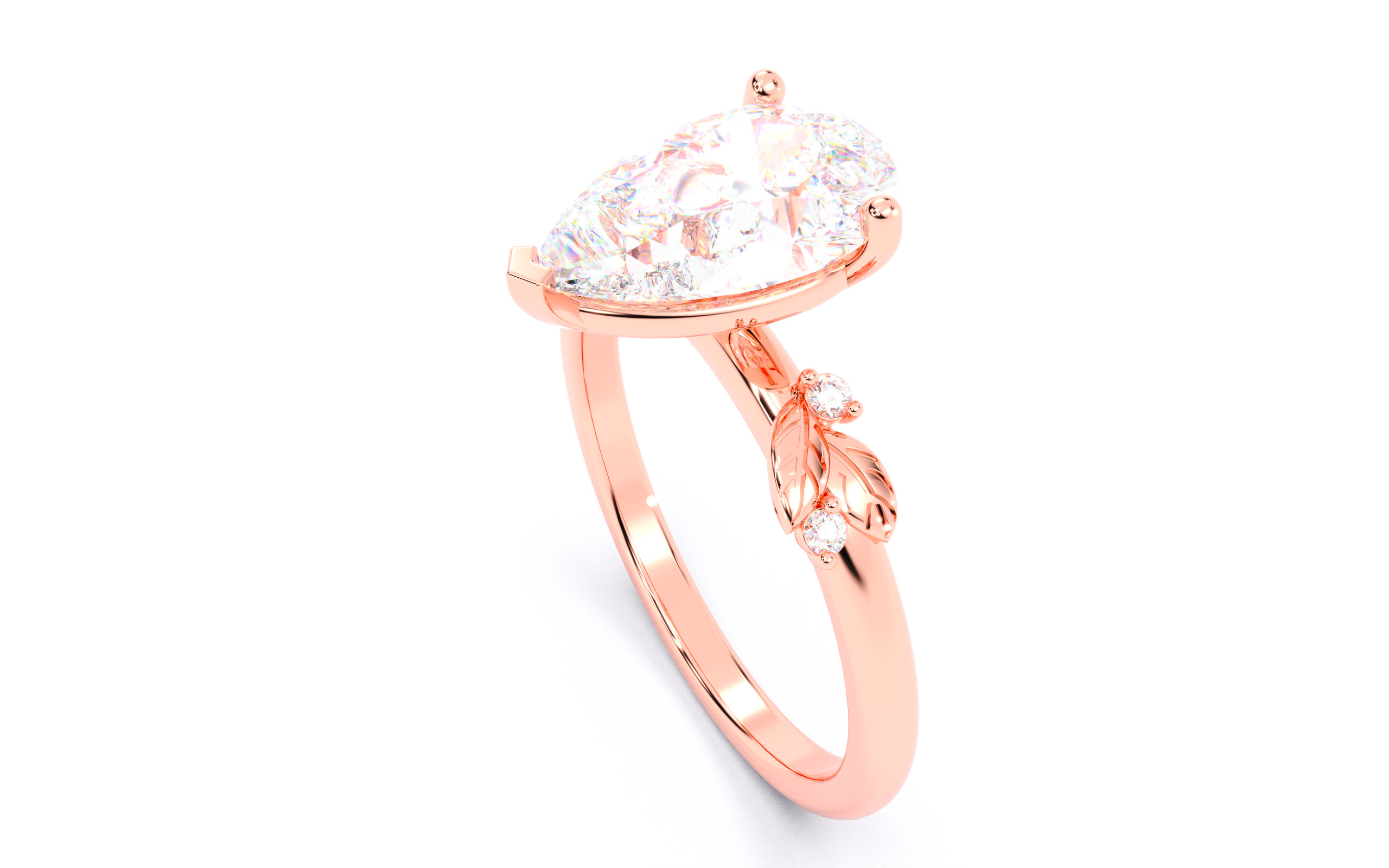 Pear Diamond Solitaire Ring 3D print model 3D print model_10