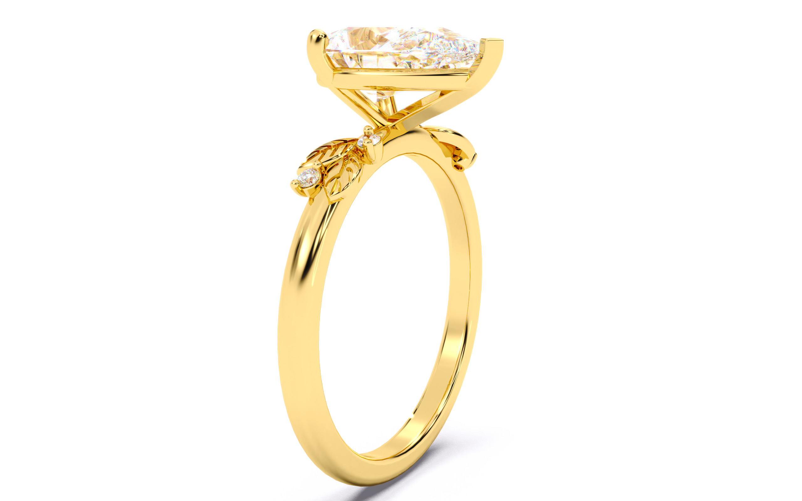 Pear Diamond Solitaire Ring 3D print model 3D print model_17