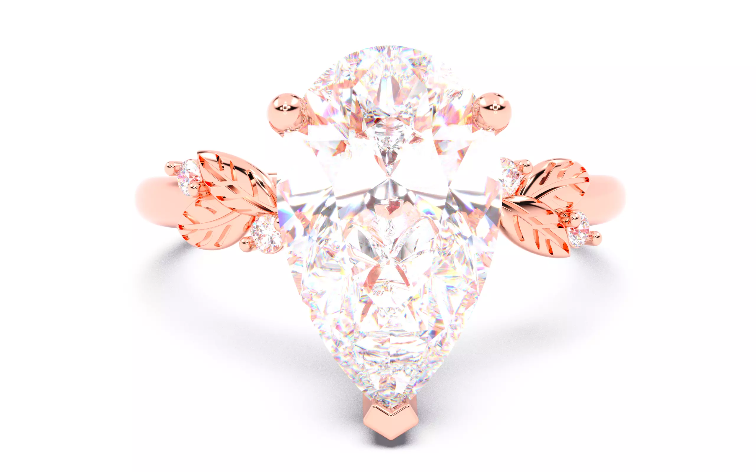 Pear Diamond Solitaire Ring 3D print model 3D print model_0