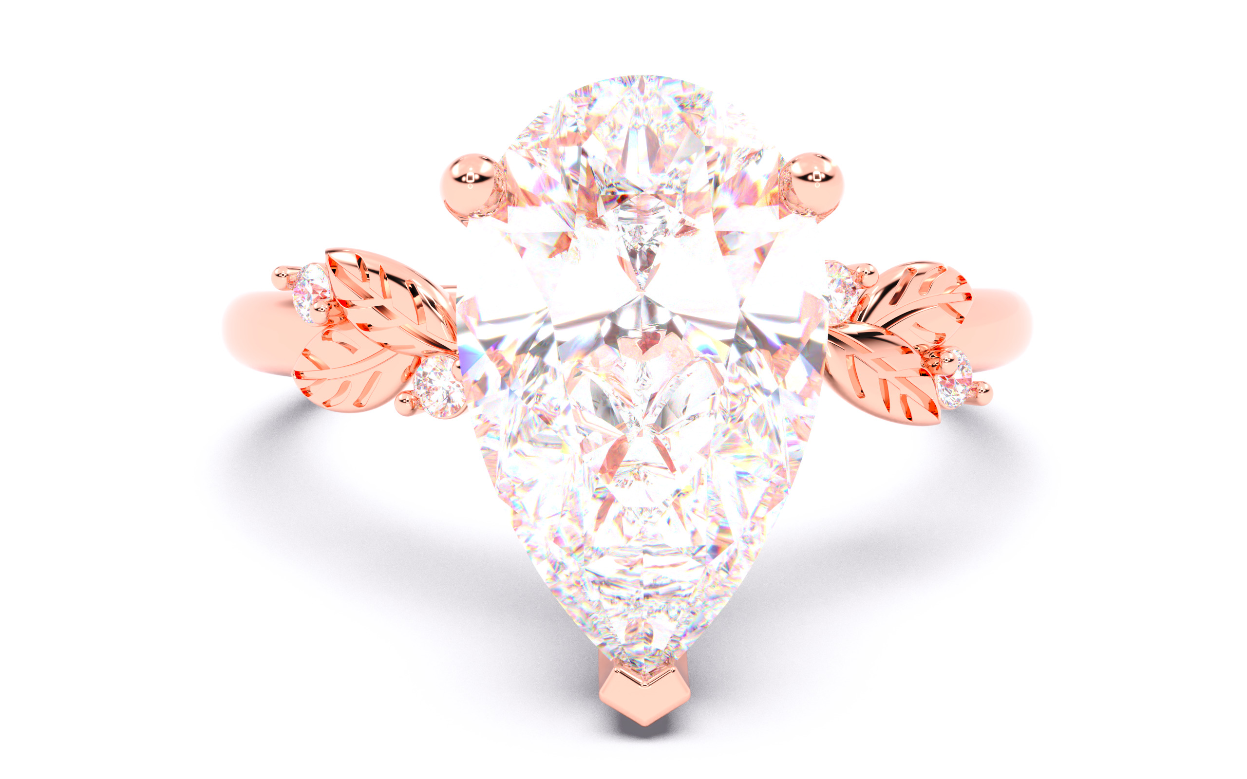 Pear Diamond Solitaire Ring 3D print model 3D print model_21