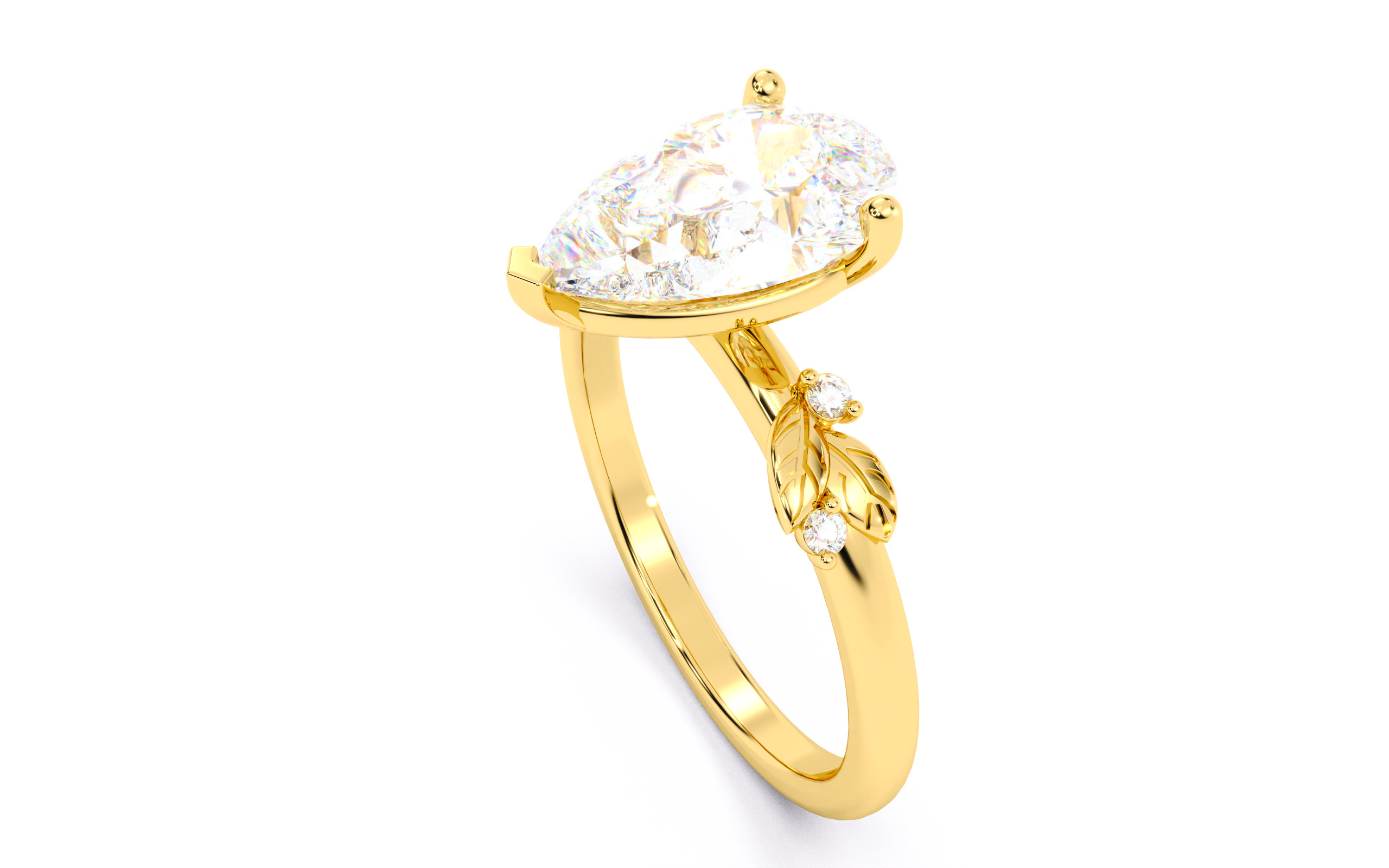 Pear Diamond Solitaire Ring 3D print model 3D print model_6