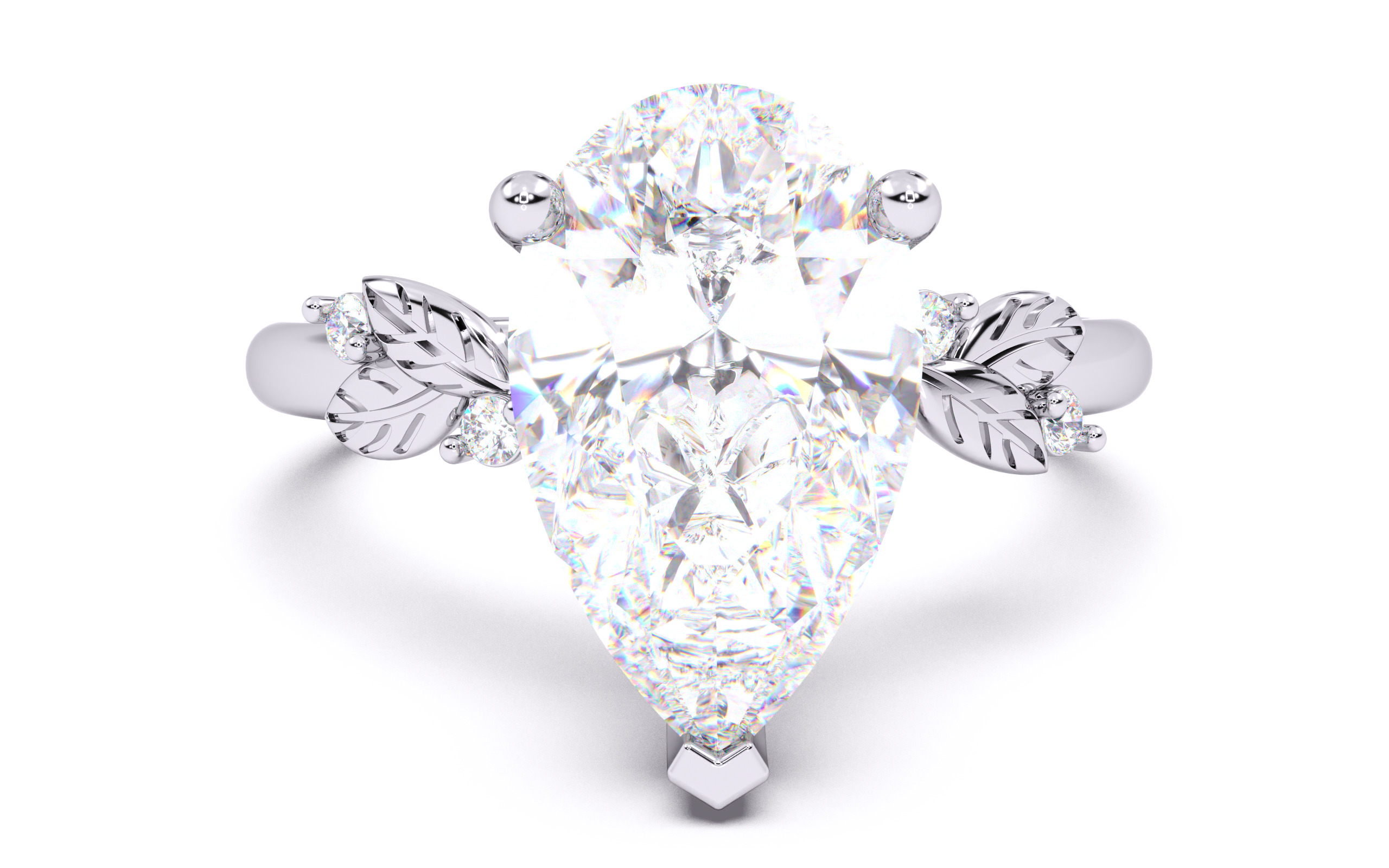 Pear Diamond Solitaire Ring 3D print model 3D print model_19