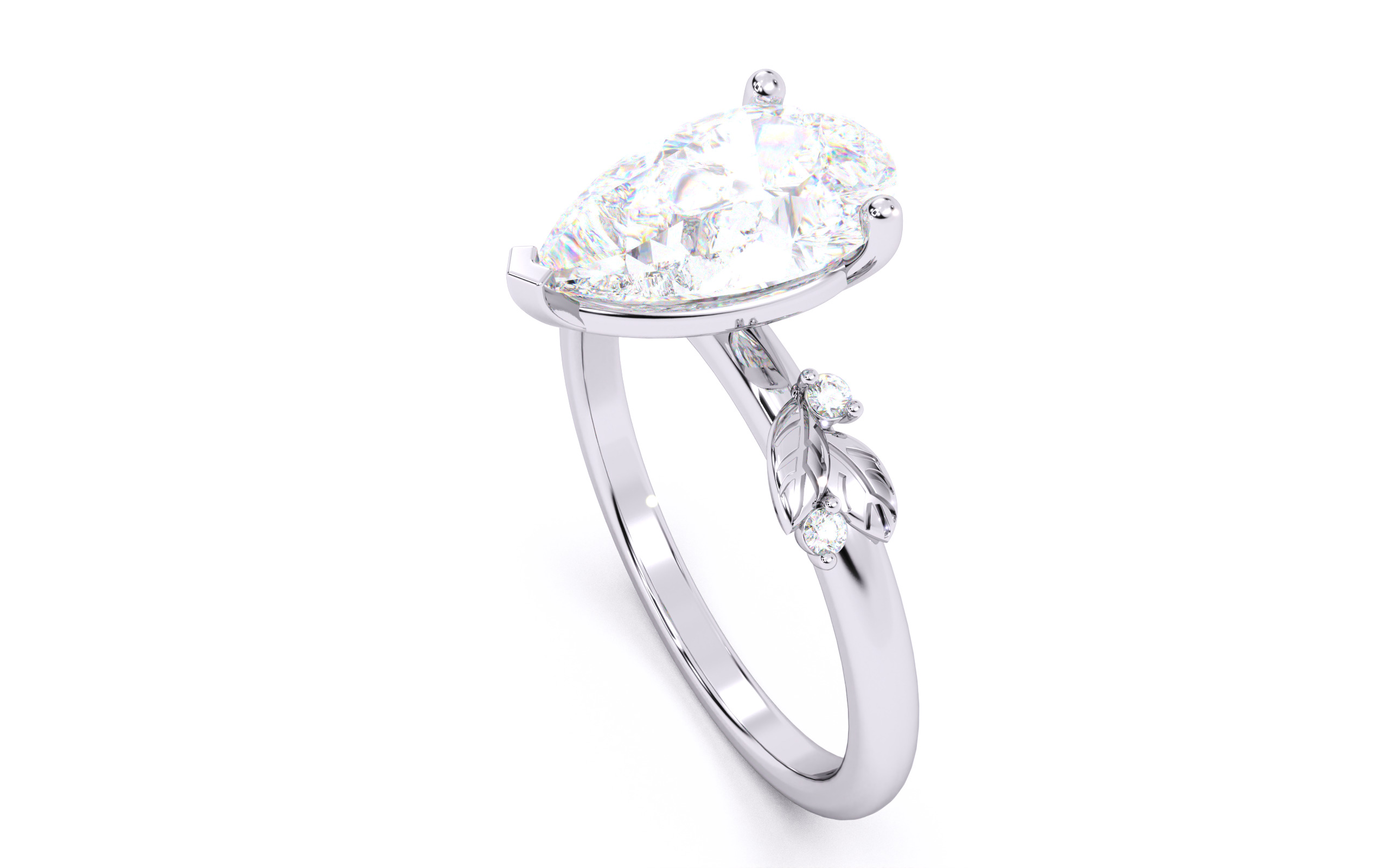 Pear Diamond Solitaire Ring 3D print model 3D print model_8
