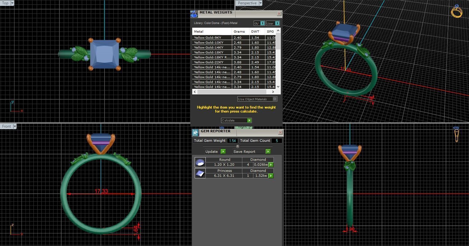 Princess Diamond Solitaire Ring 3D print model 3D print model_25