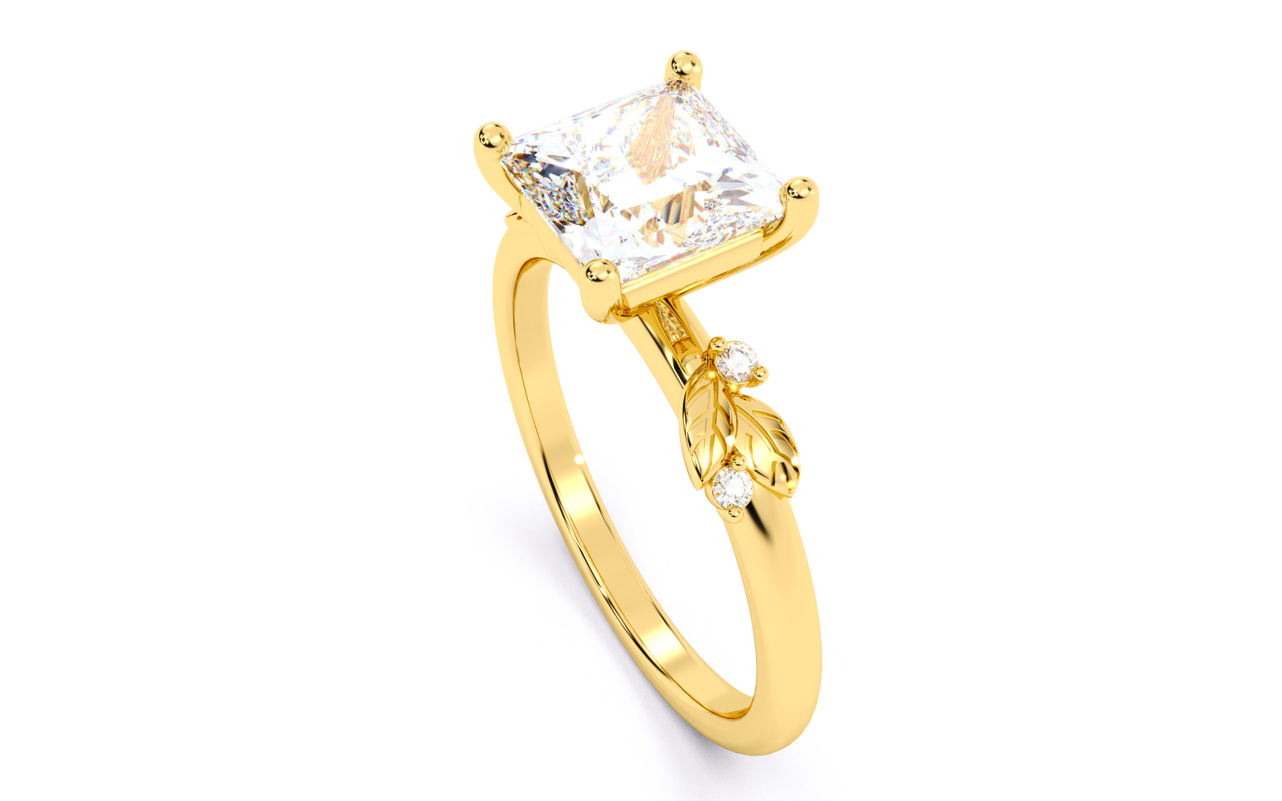 Princess Diamond Solitaire Ring 3D print model 3D print model_9