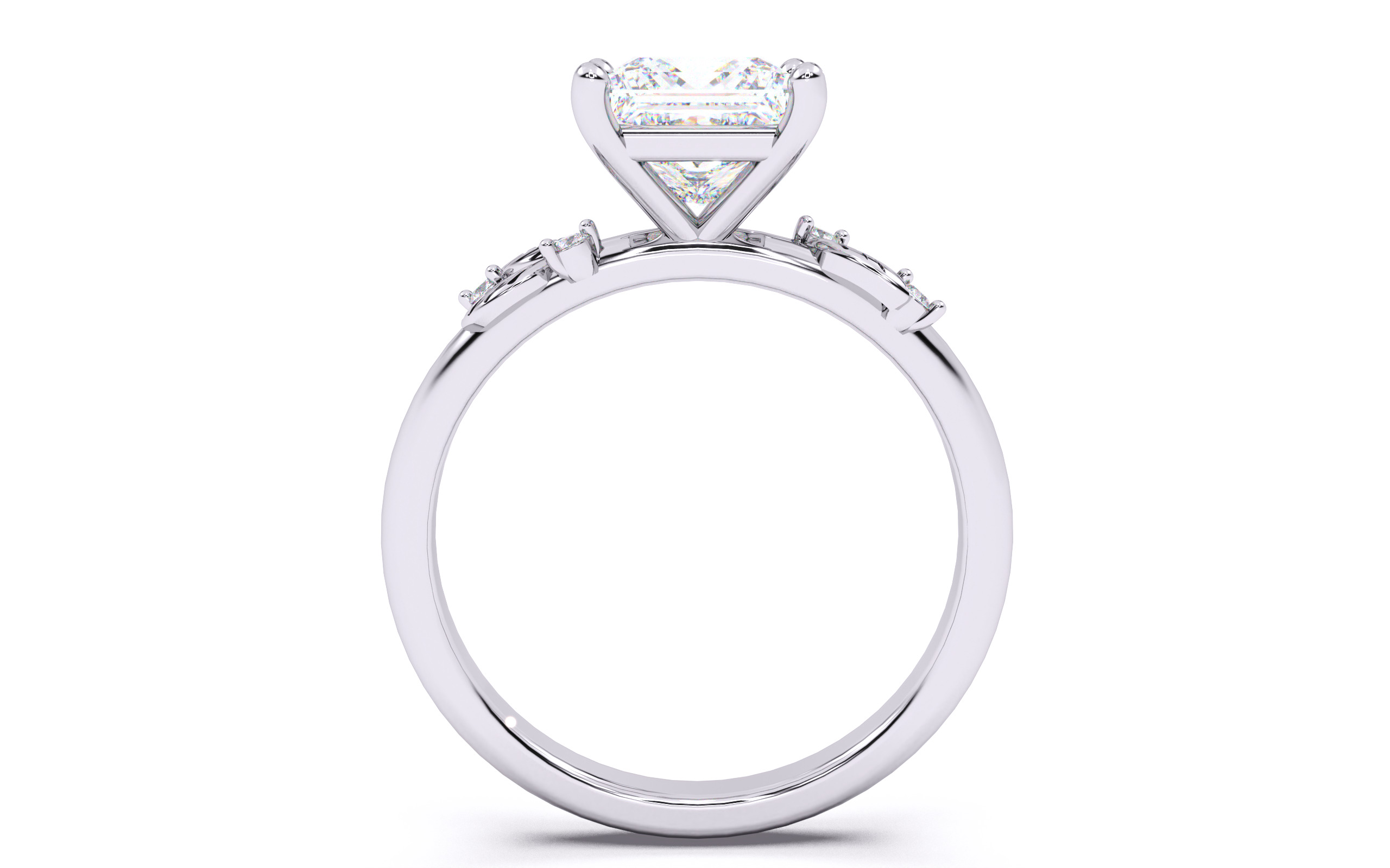 Princess Diamond Solitaire Ring 3D print model 3D print model_24