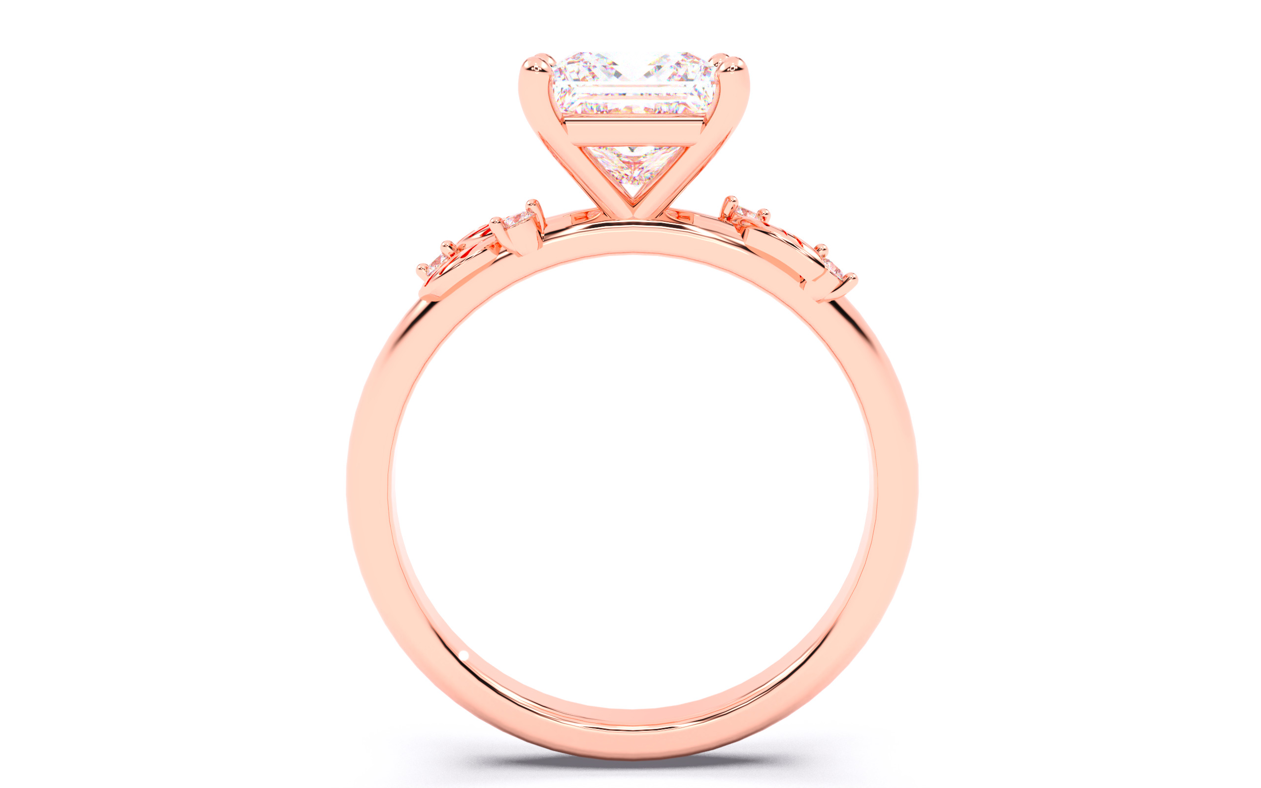 Princess Diamond Solitaire Ring 3D print model 3D print model_3