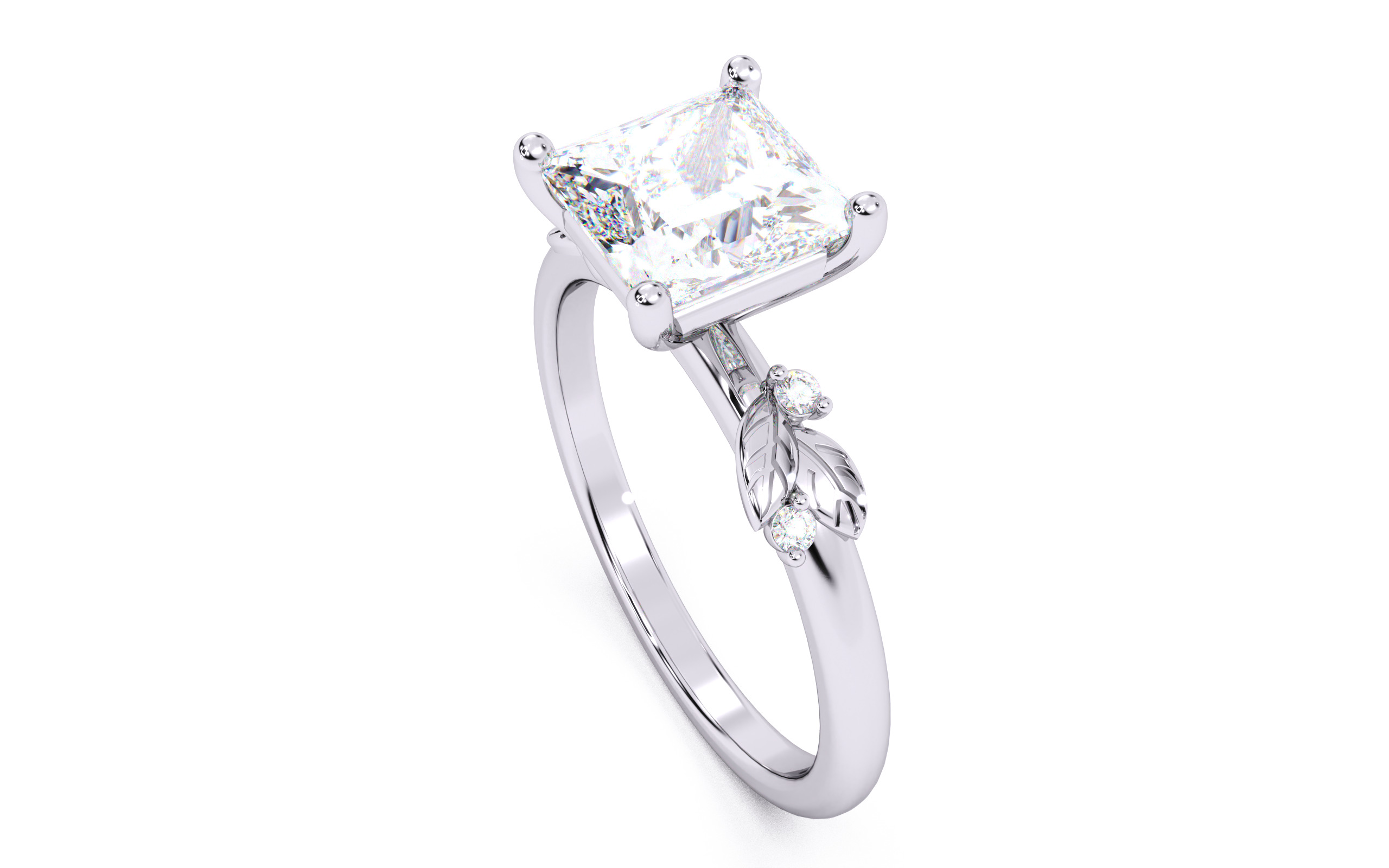 Princess Diamond Solitaire Ring 3D print model 3D print model_8