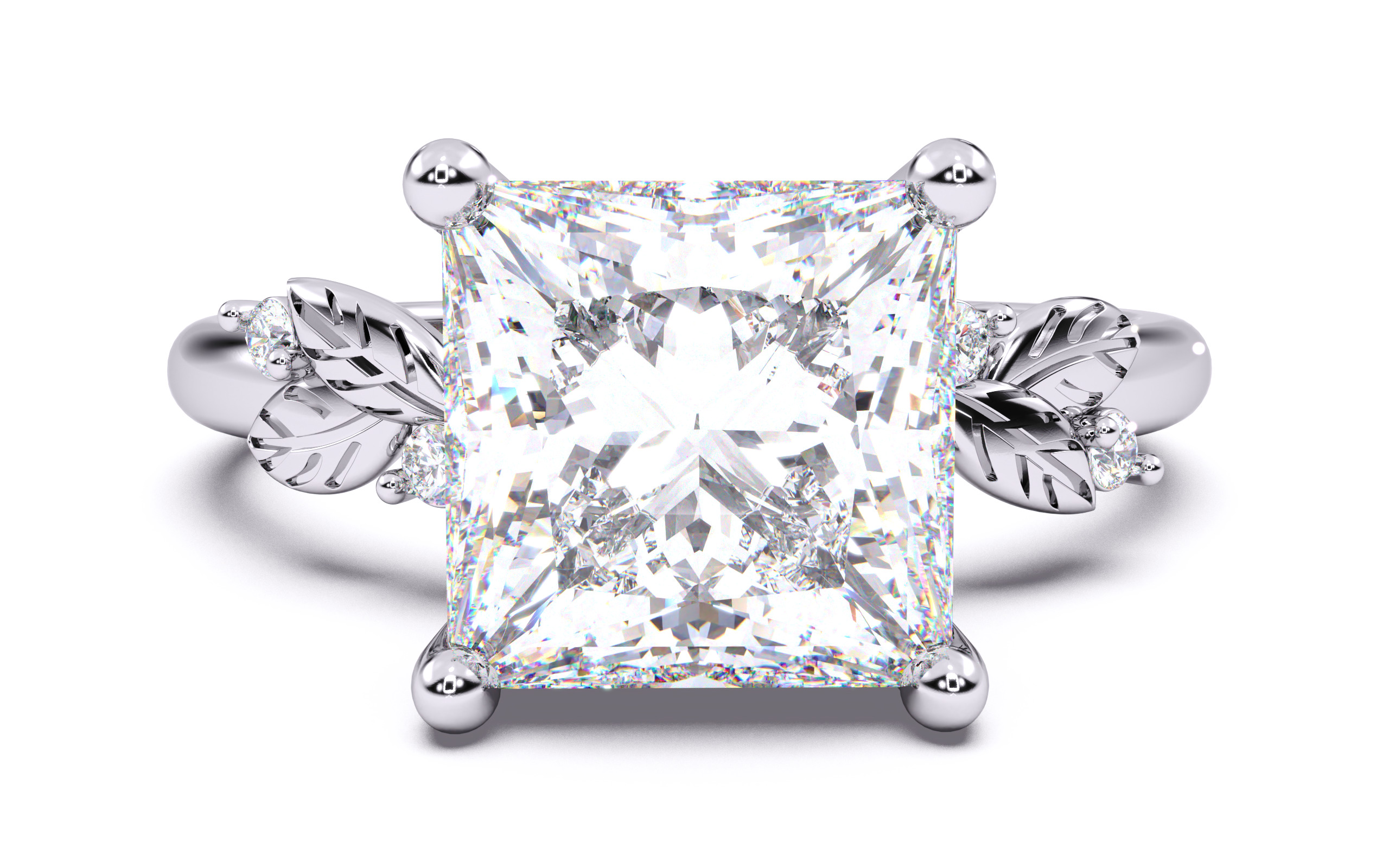 Princess Diamond Solitaire Ring 3D print model 3D print model_18