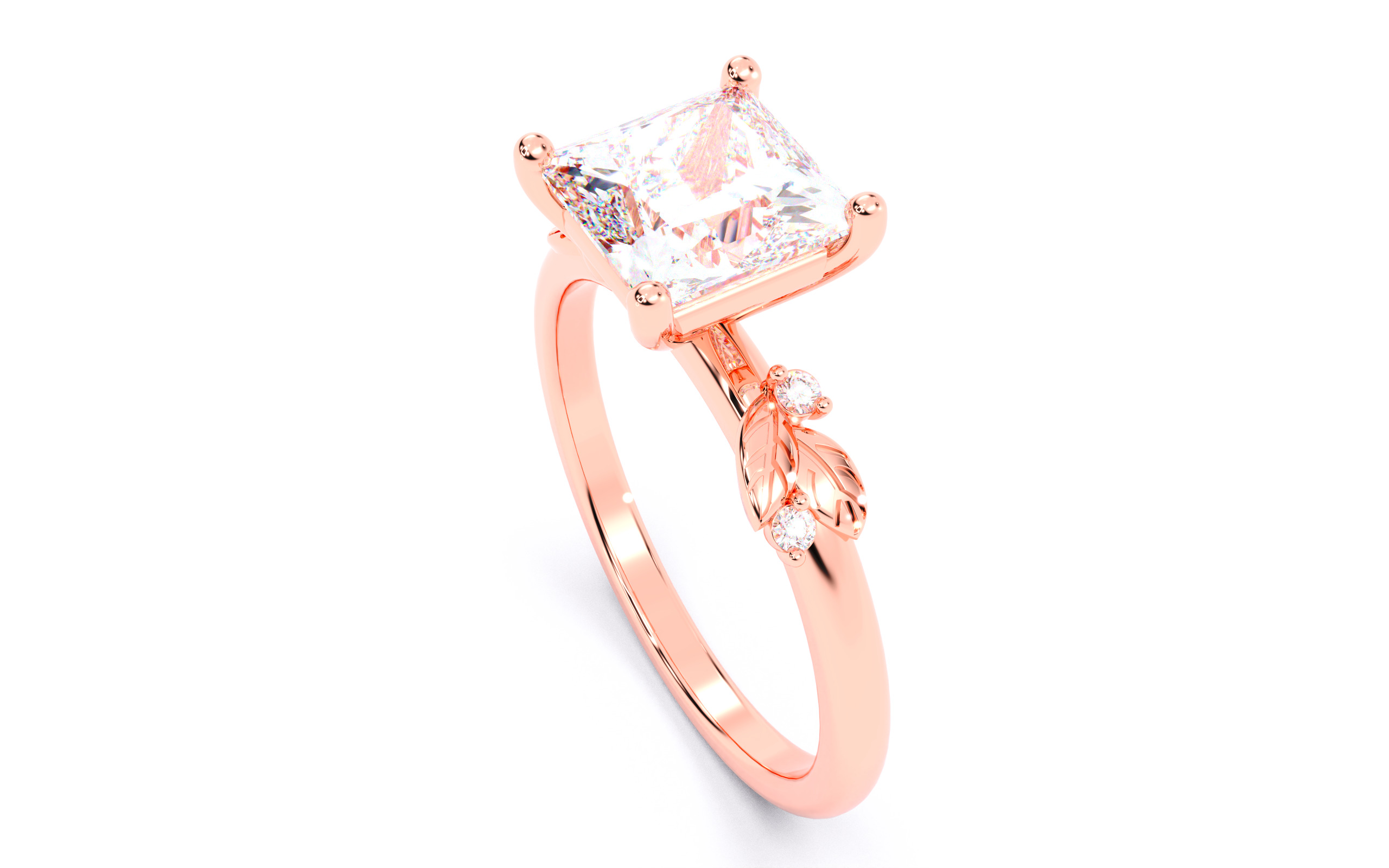 Princess Diamond Solitaire Ring 3D print model 3D print model_5