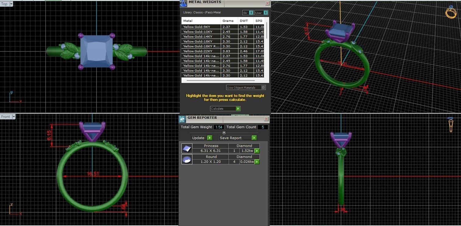 Princess Diamond Solitaire Ring 3D print model 3D print model_1