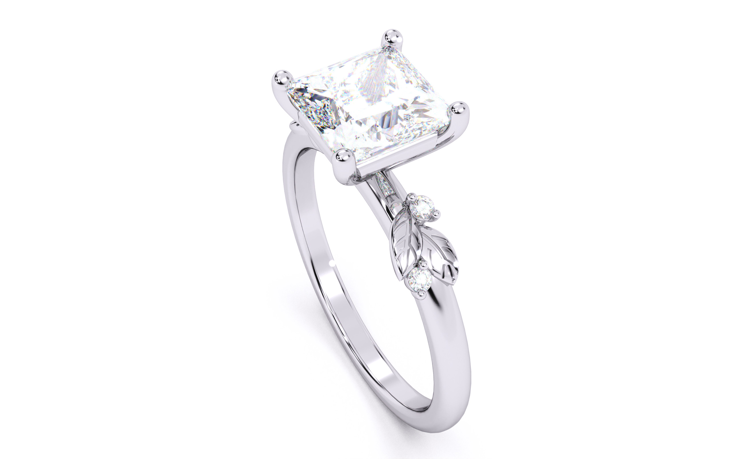 Princess Diamond Solitaire Ring 3D print model 3D print model_7