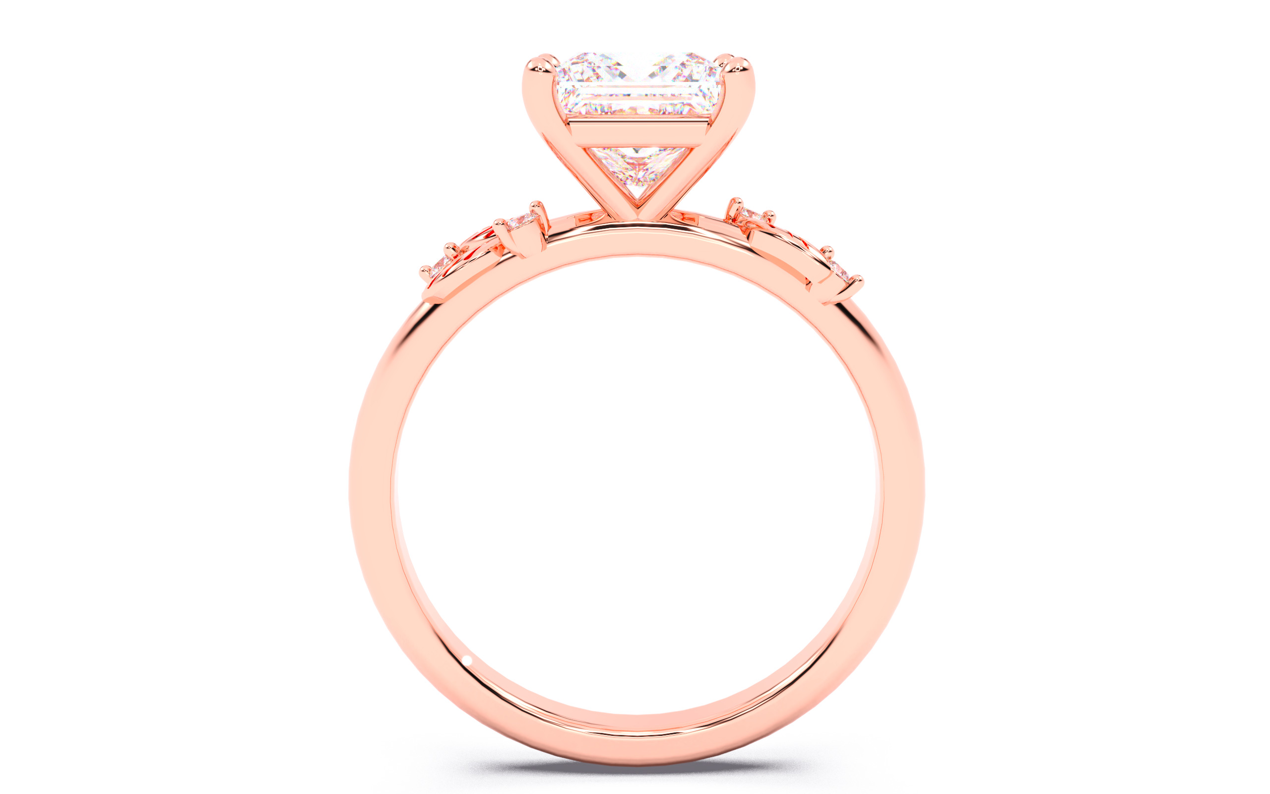 Princess Diamond Solitaire Ring 3D print model 3D print model_4