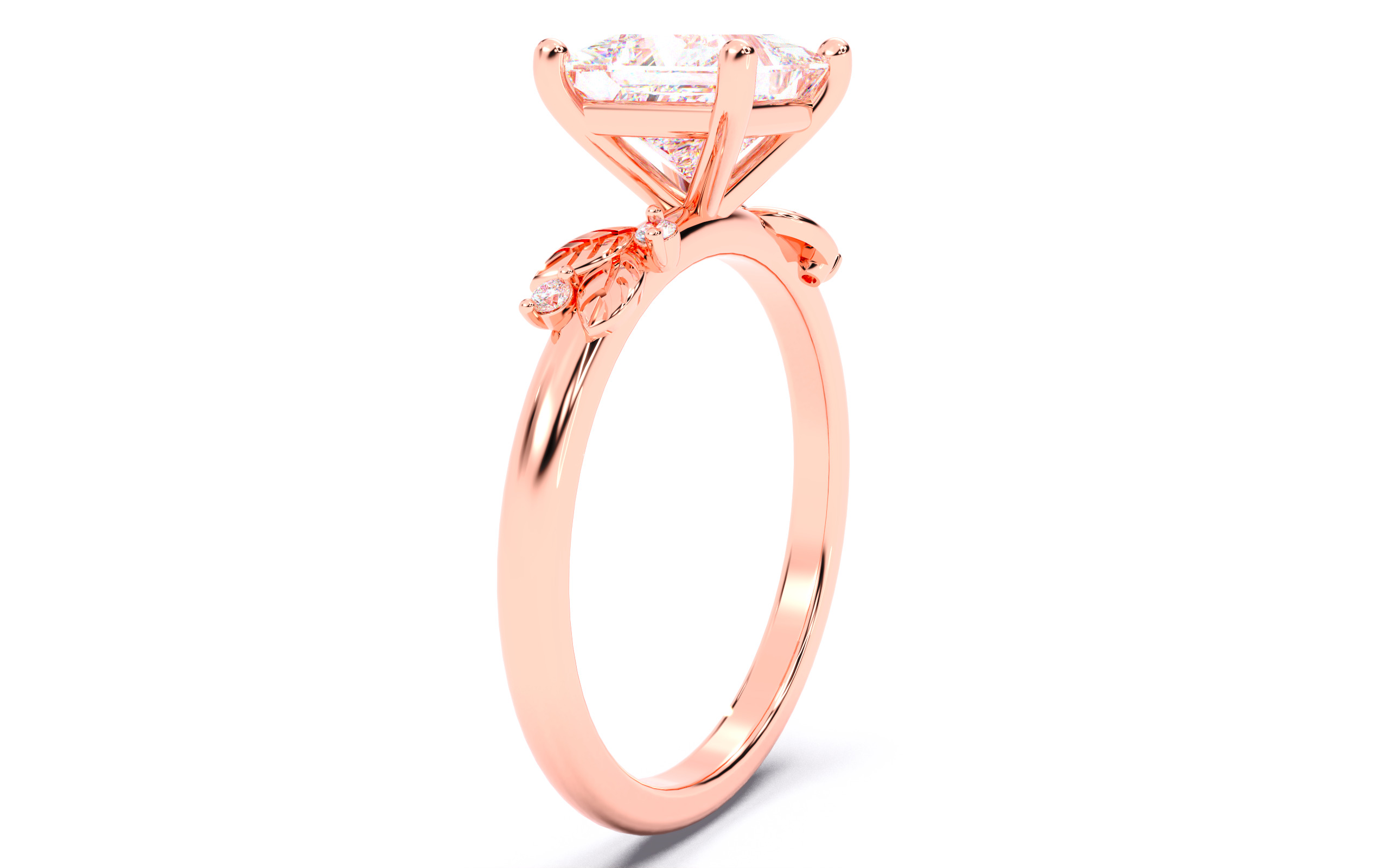 Princess Diamond Solitaire Ring 3D print model 3D print model_16