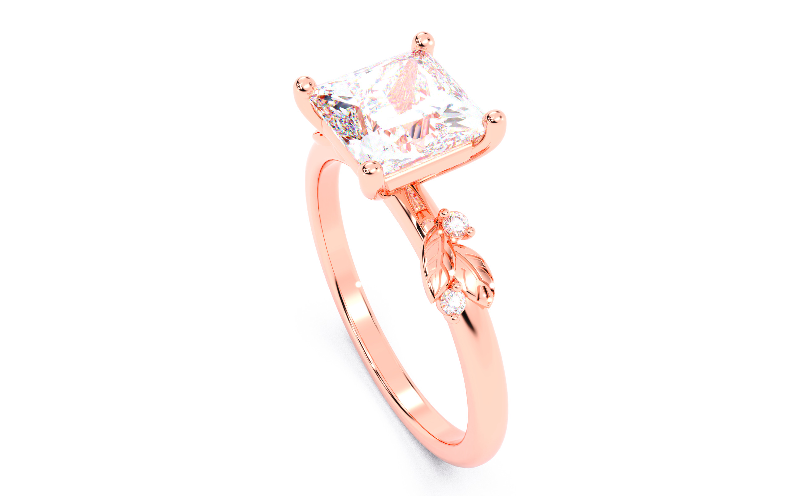 Princess Diamond Solitaire Ring 3D print model 3D print model_6