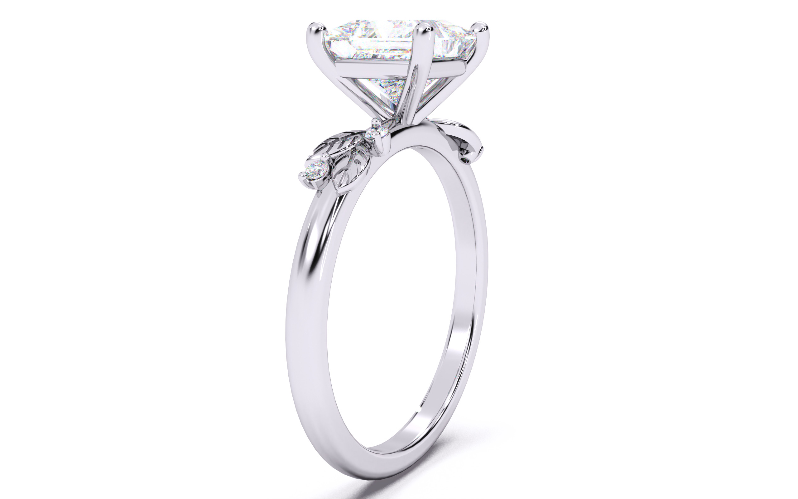 Princess Diamond Solitaire Ring 3D print model 3D print model_14