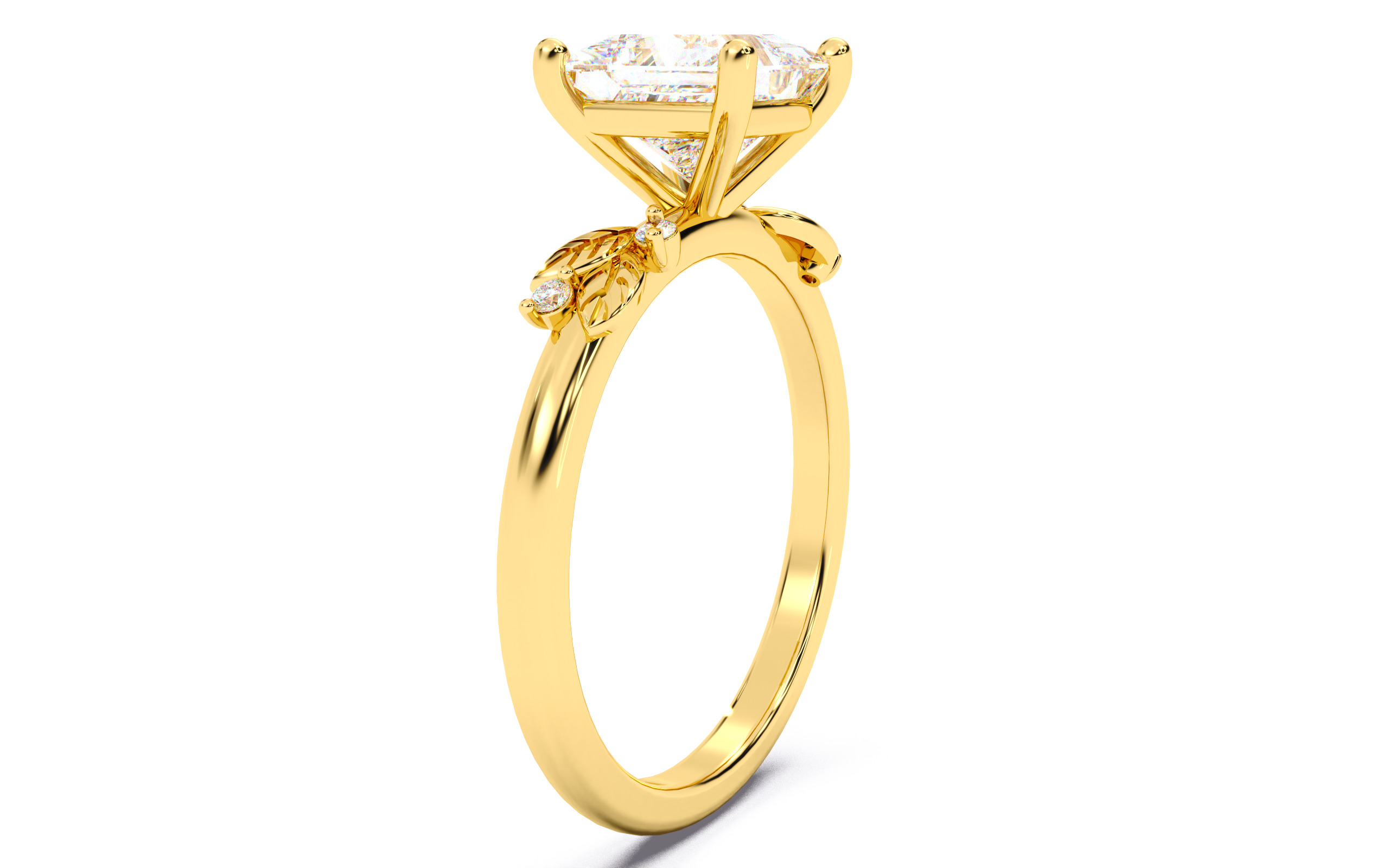 Princess Diamond Solitaire Ring 3D print model 3D print model_13