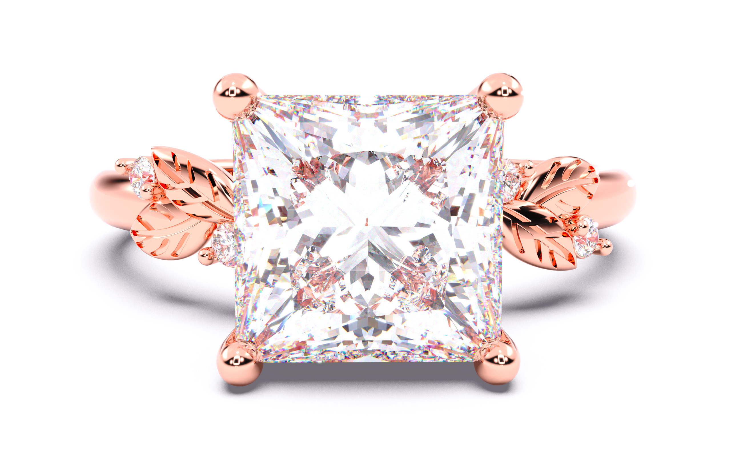 Princess Diamond Solitaire Ring 3D print model 3D print model_10