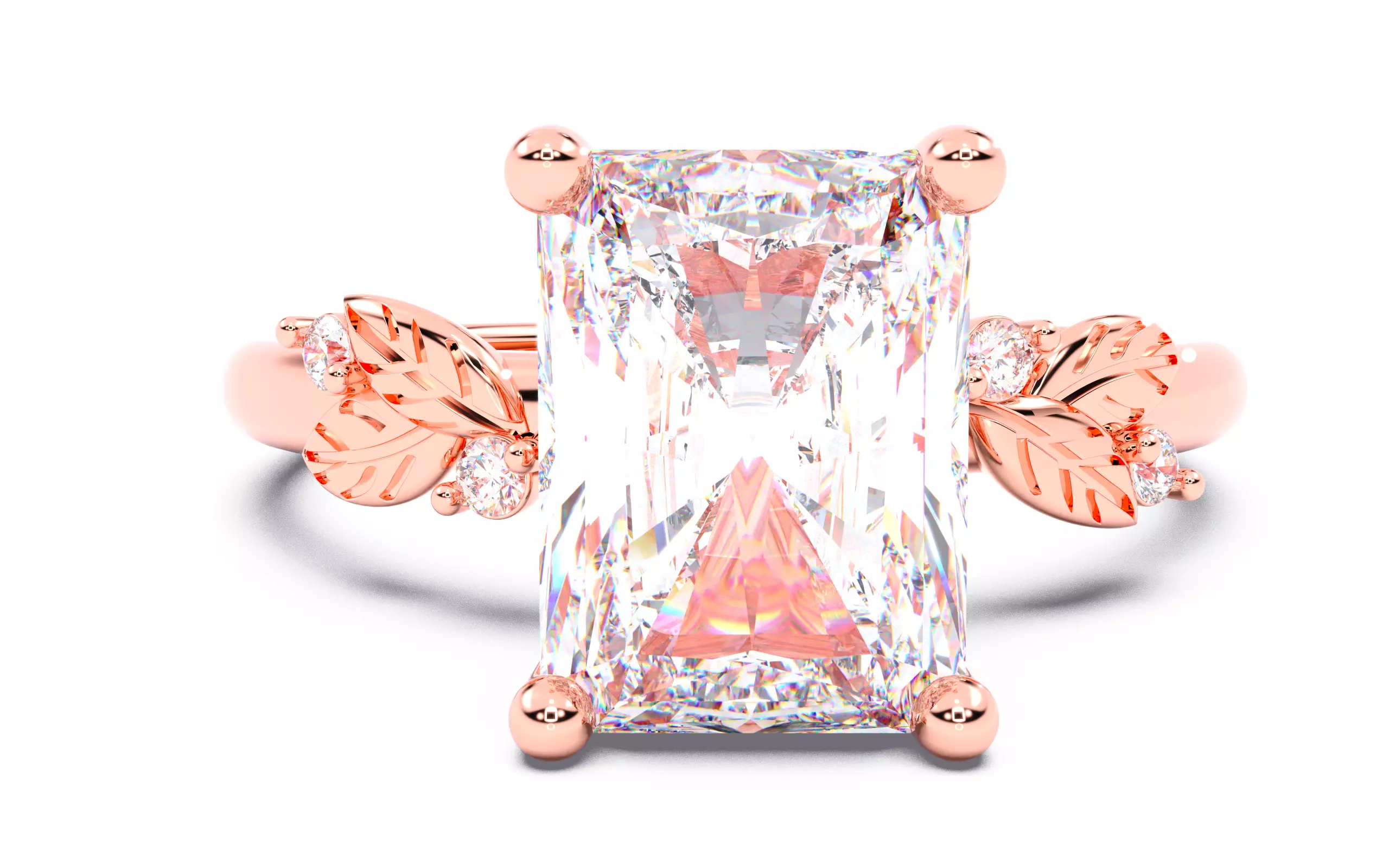 Radiant Diamond Solitaire Ring 3D print model 3D print model