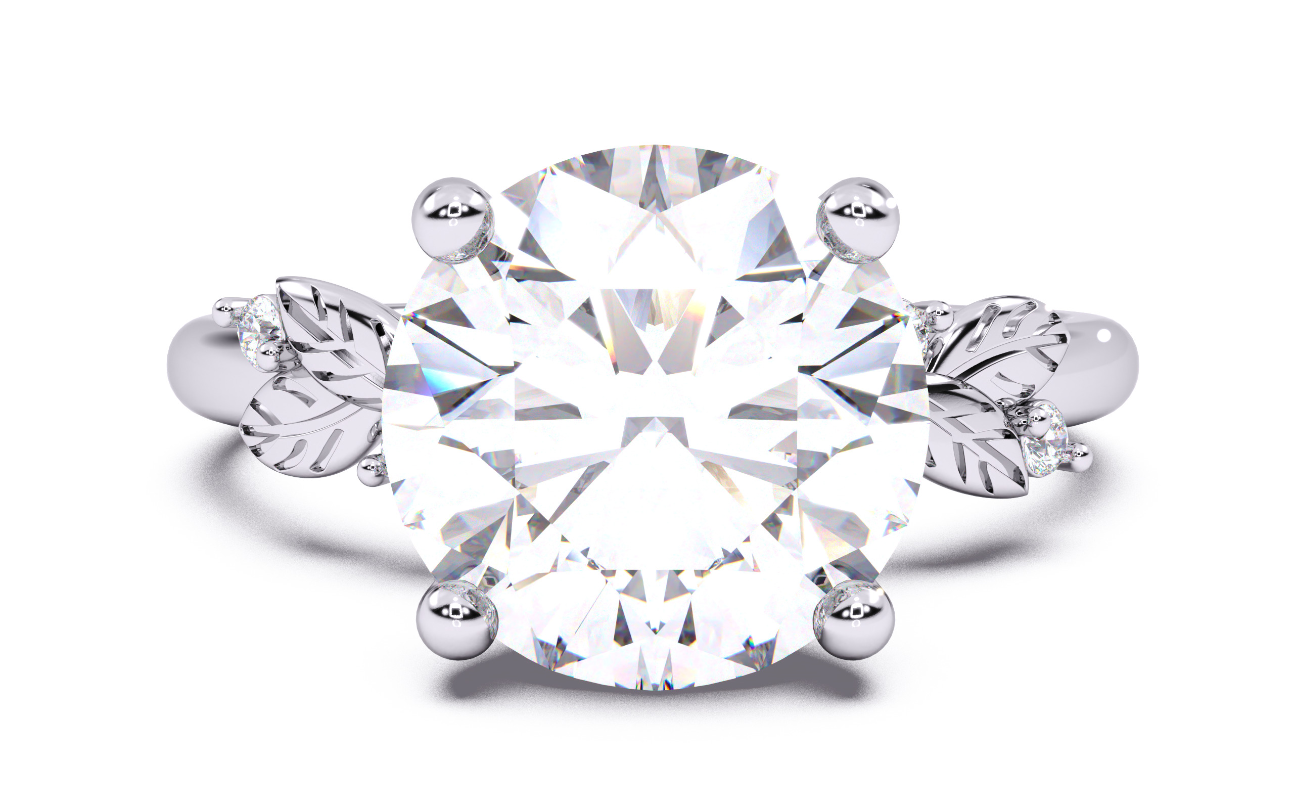 Round Diamond Solitaire Ring 3D print model 3D print model_19