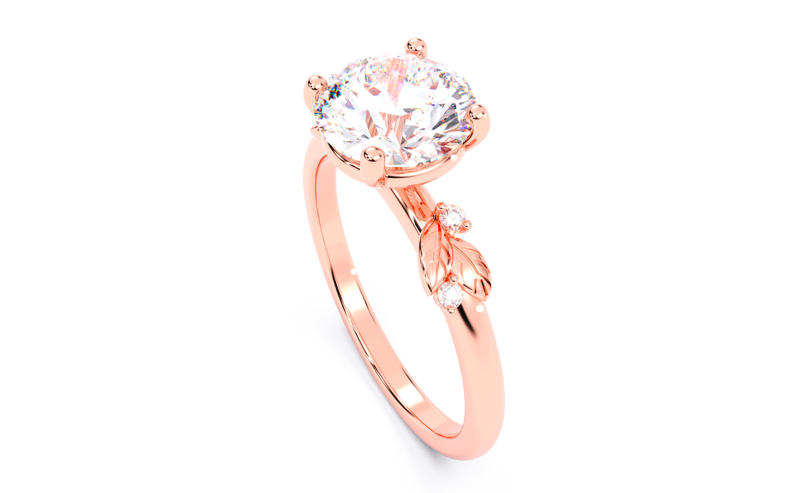 Round Diamond Solitaire Ring 3D print model 3D print model_6