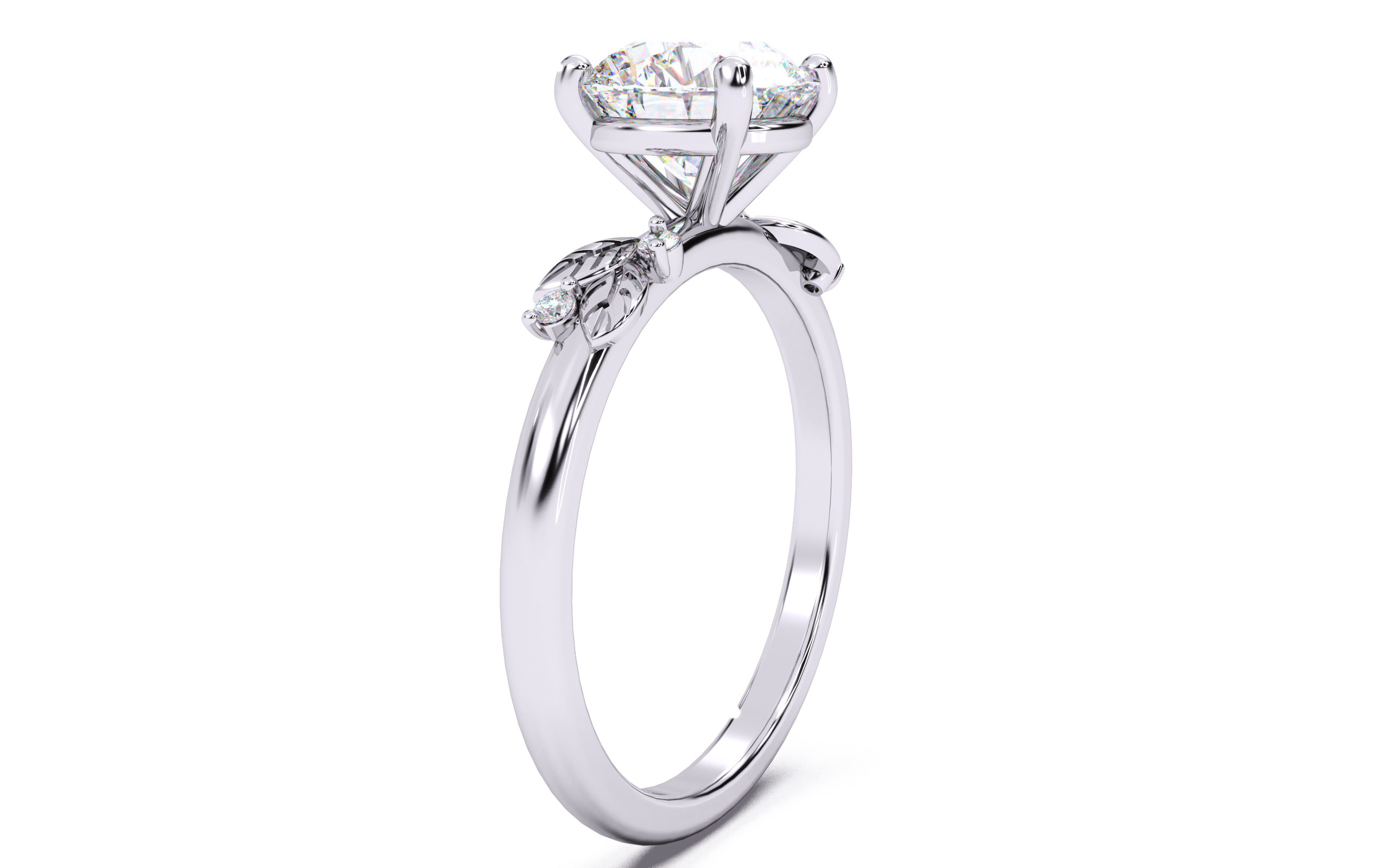 Round Diamond Solitaire Ring 3D print model 3D print model_15