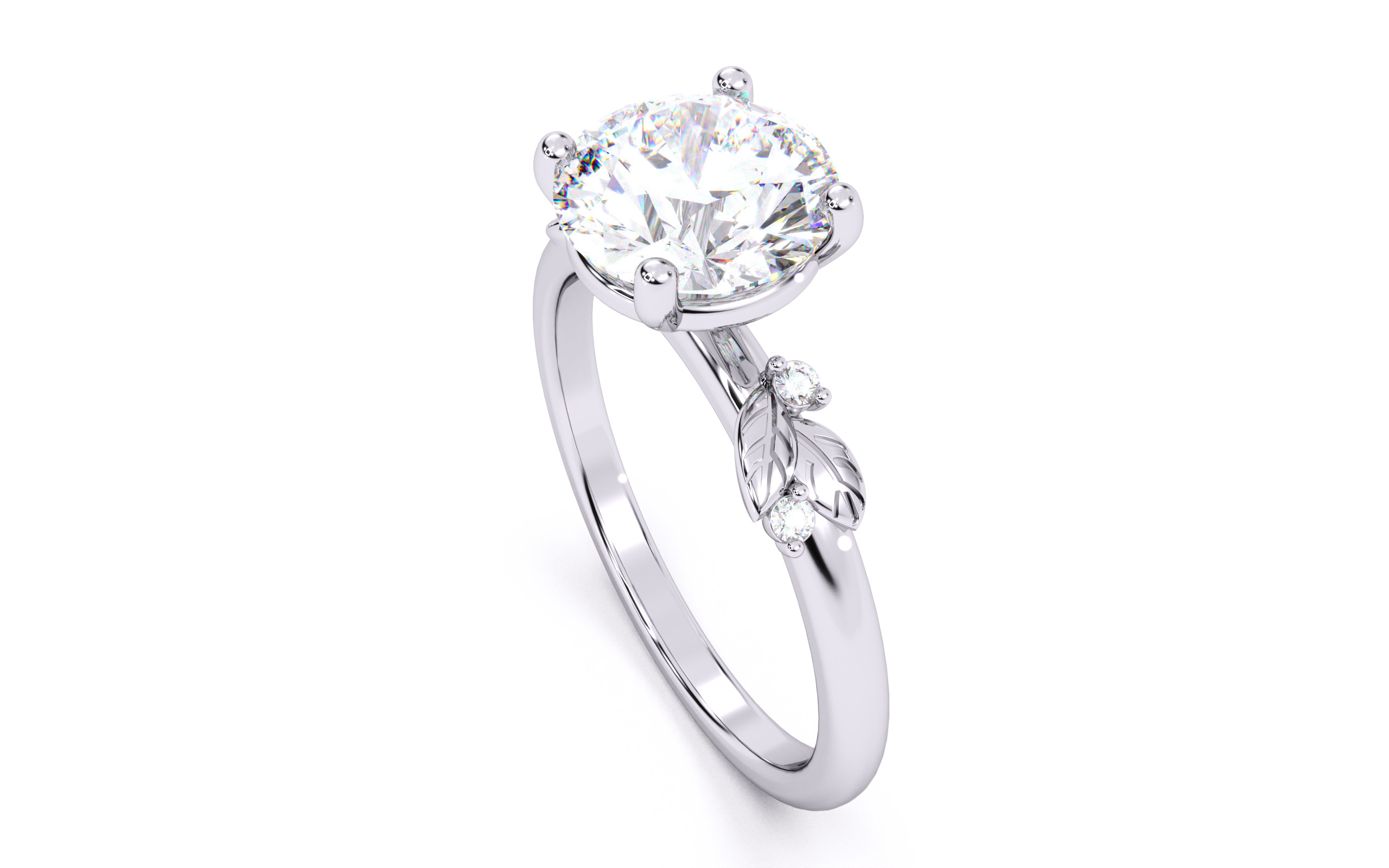 Round Diamond Solitaire Ring 3D print model 3D print model_7