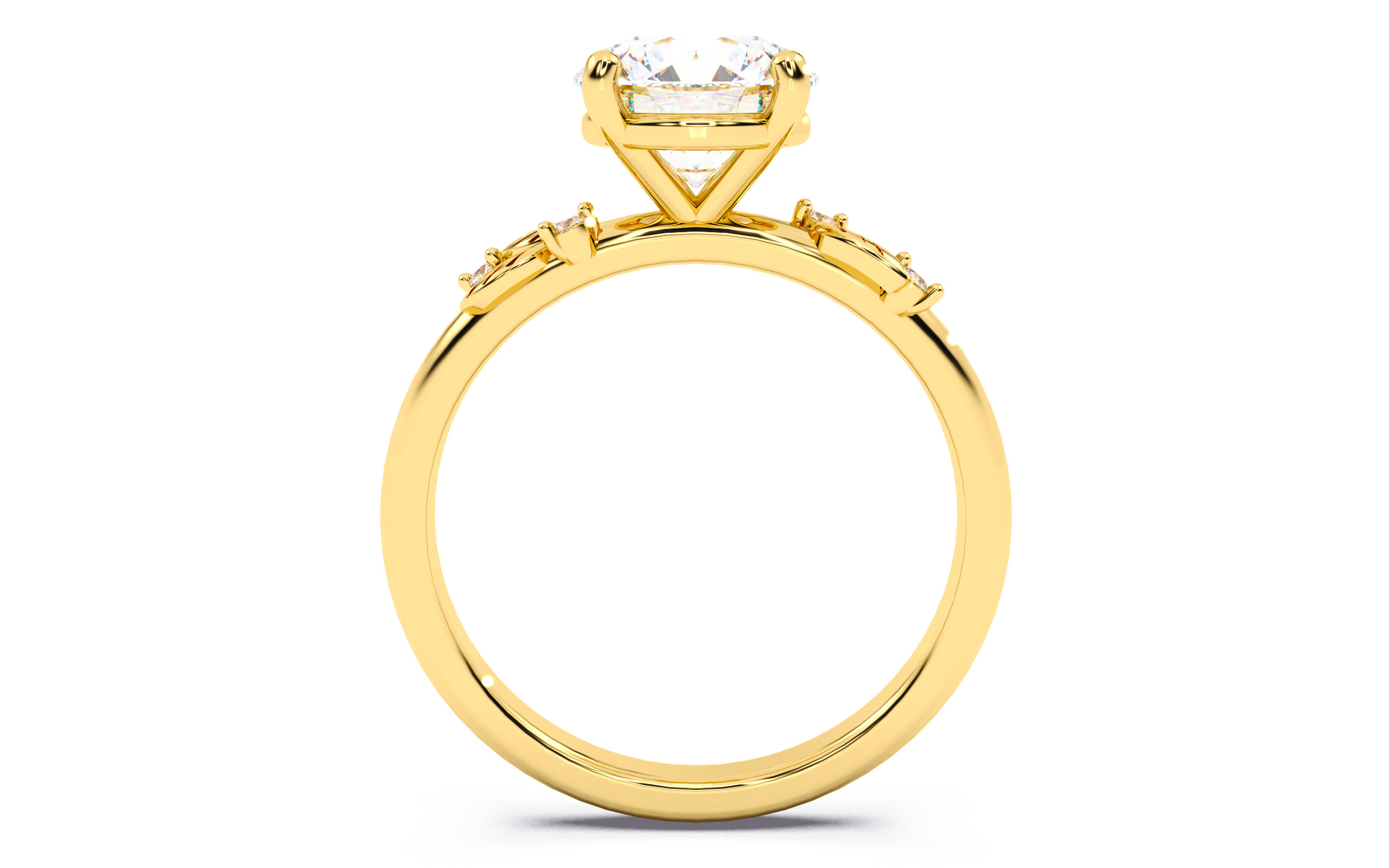 Round Diamond Solitaire Ring 3D print model 3D print model_23