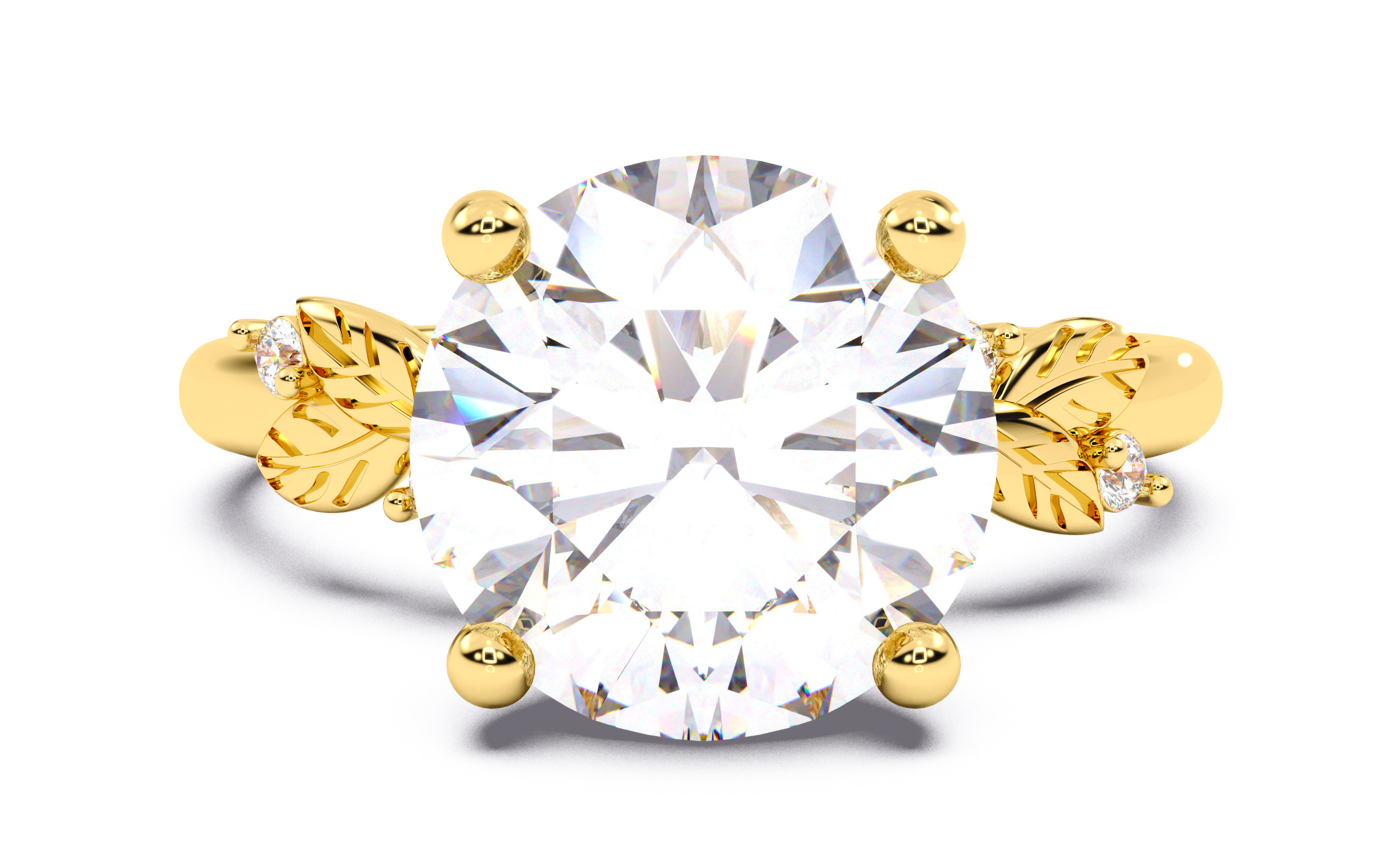 Round Diamond Solitaire Ring 3D print model 3D print model_21