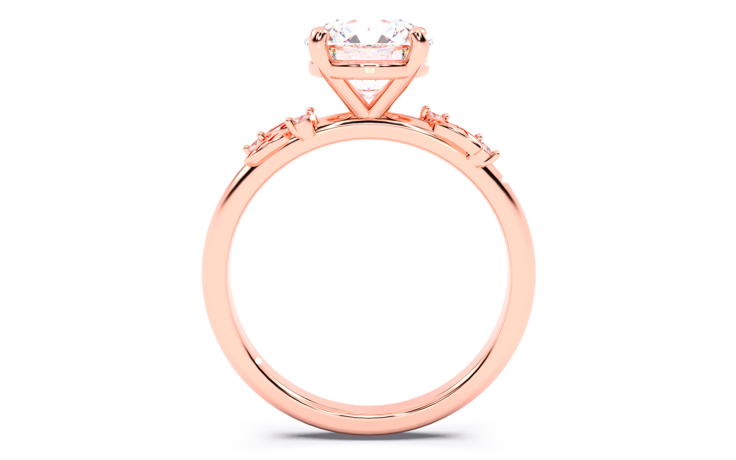 Round Diamond Solitaire Ring 3D print model 3D print model_4