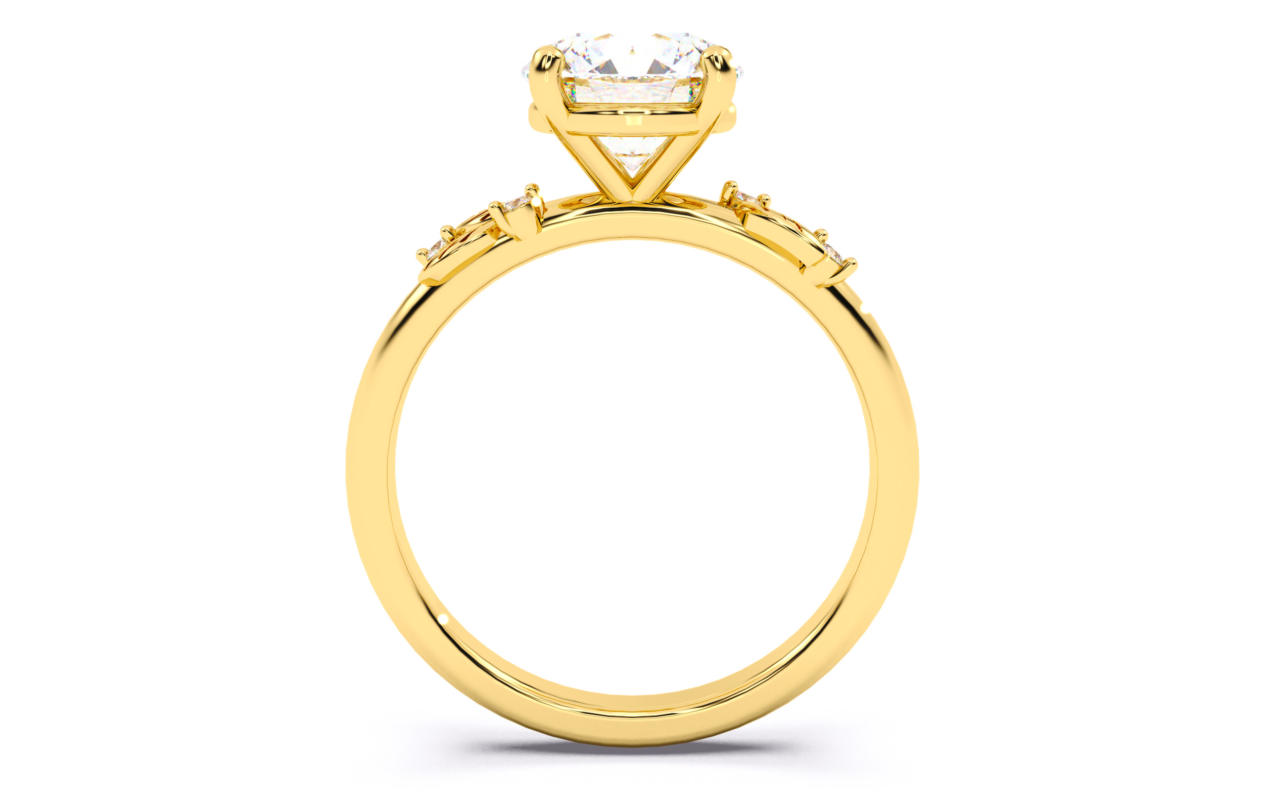 Round Diamond Solitaire Ring 3D print model 3D print model_22