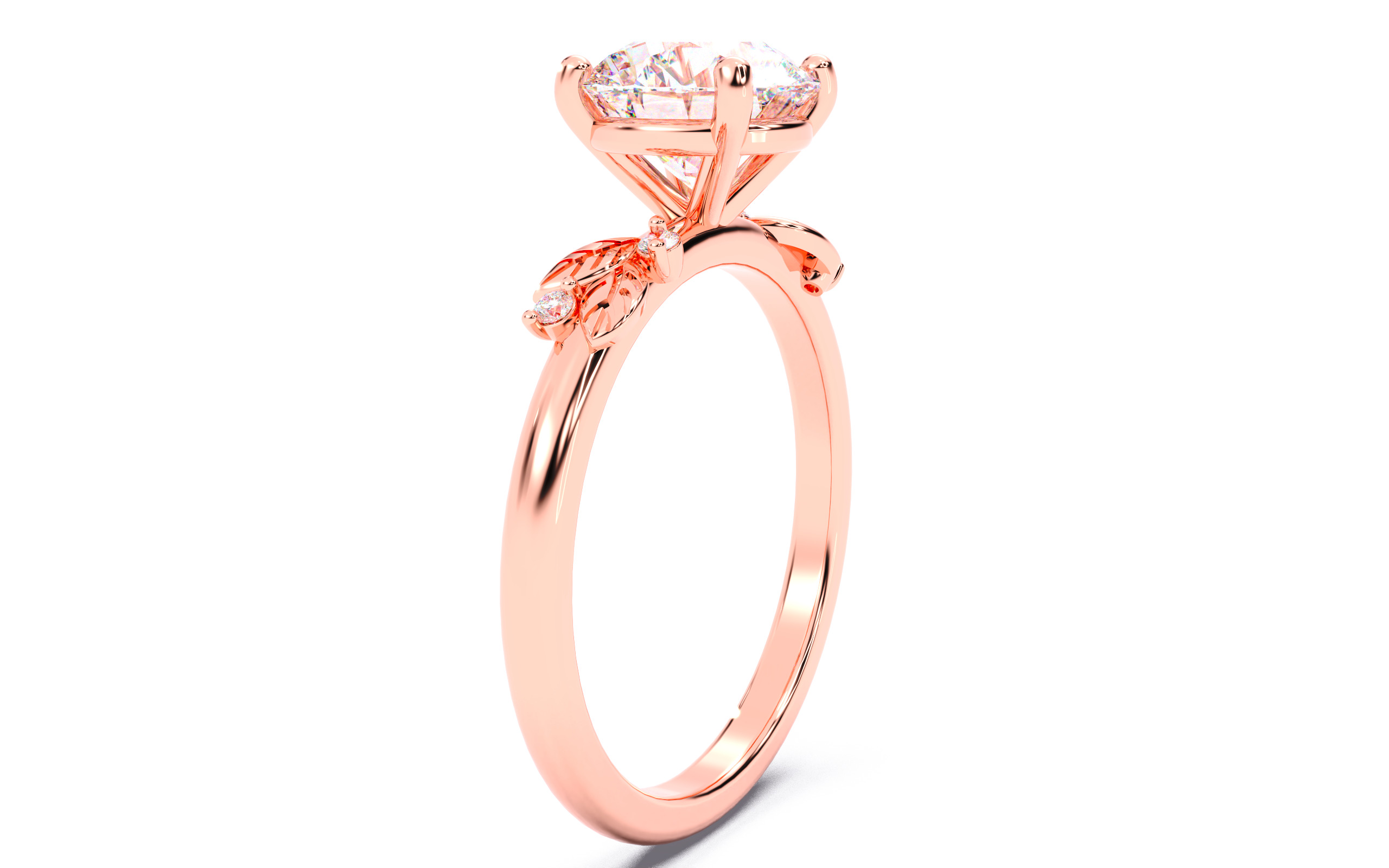 Round Diamond Solitaire Ring 3D print model 3D print model_17