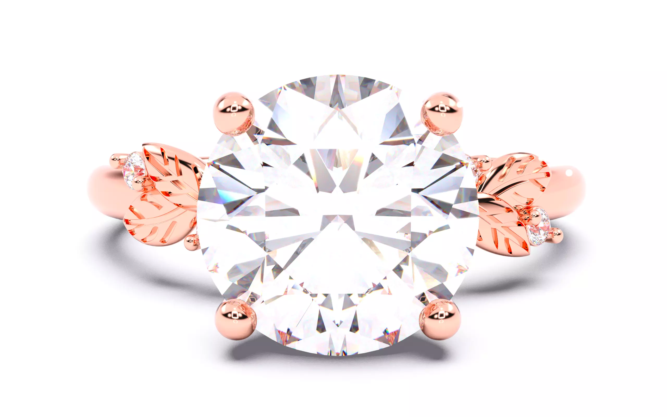 Round Diamond Solitaire Ring 3D print model 3D print model_0