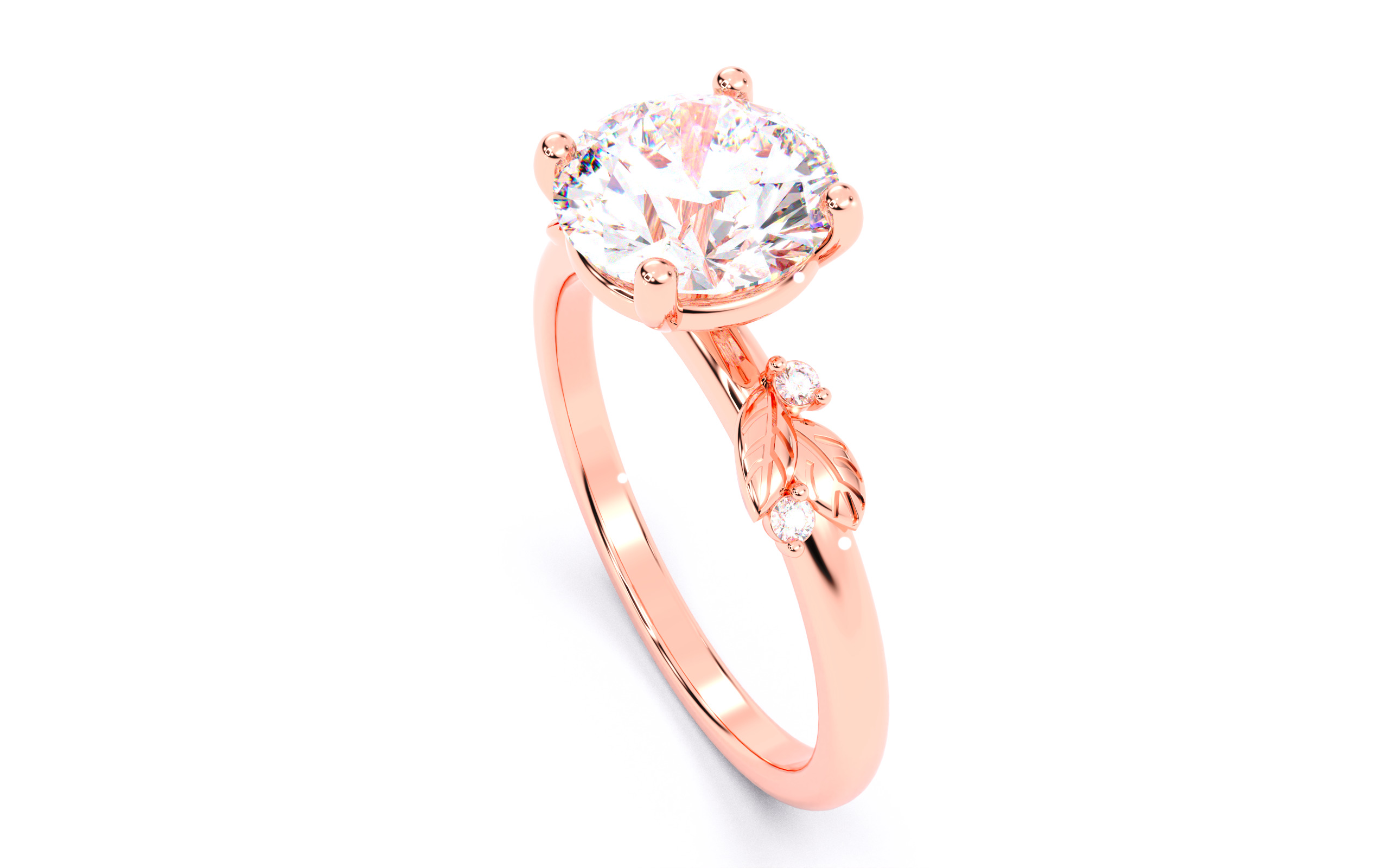 Round Diamond Solitaire Ring 3D print model 3D print model_5