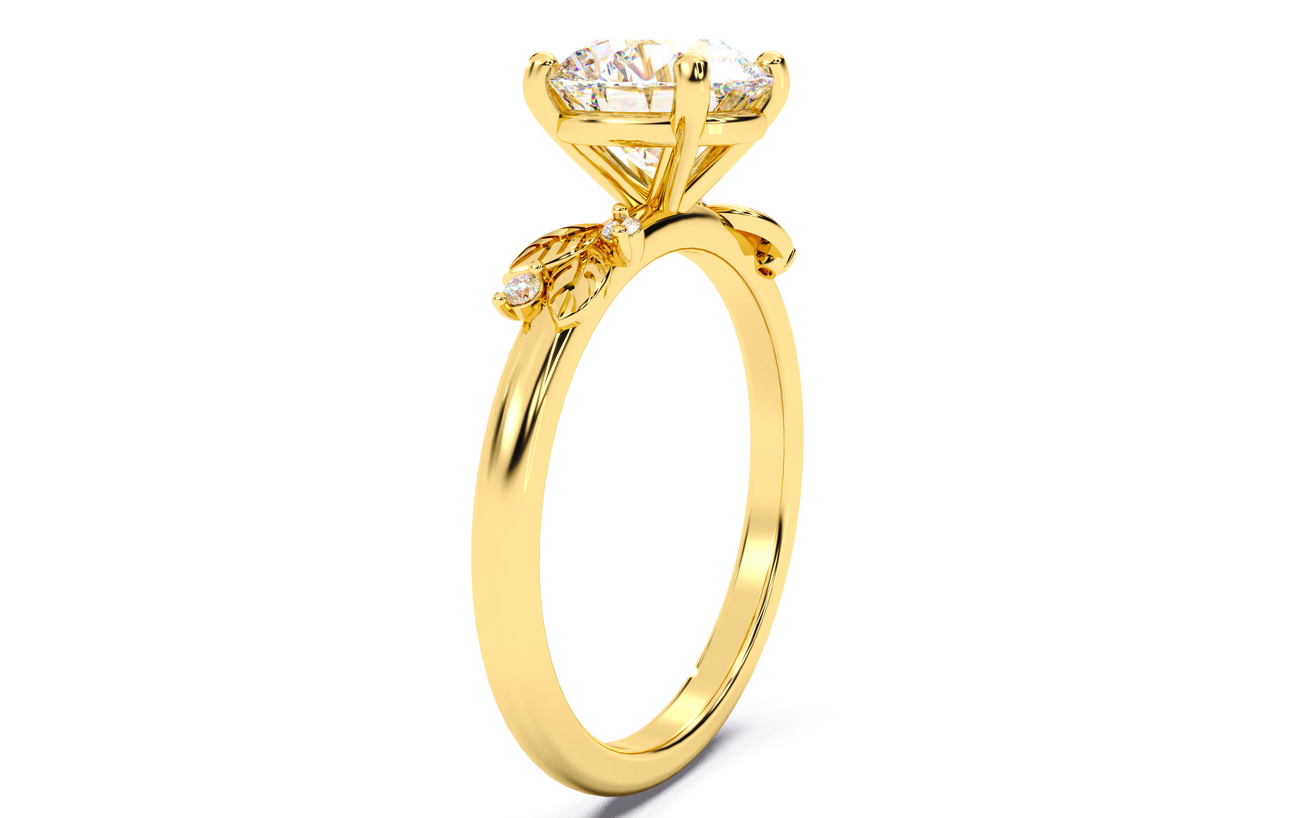 Round Diamond Solitaire Ring 3D print model 3D print model_13