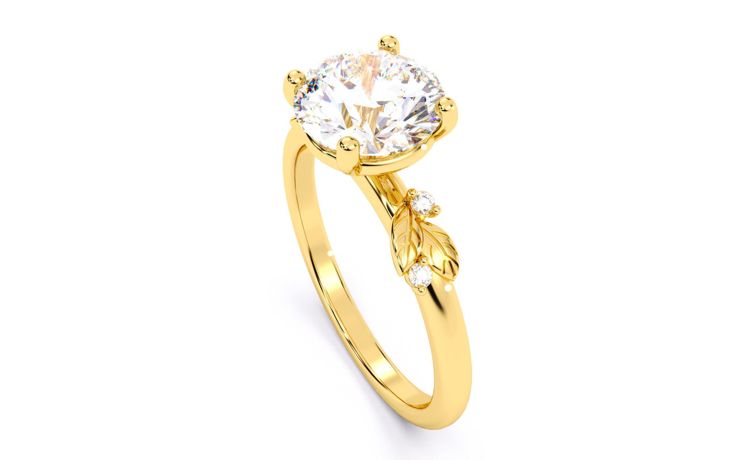 Round Diamond Solitaire Ring 3D print model 3D print model_10