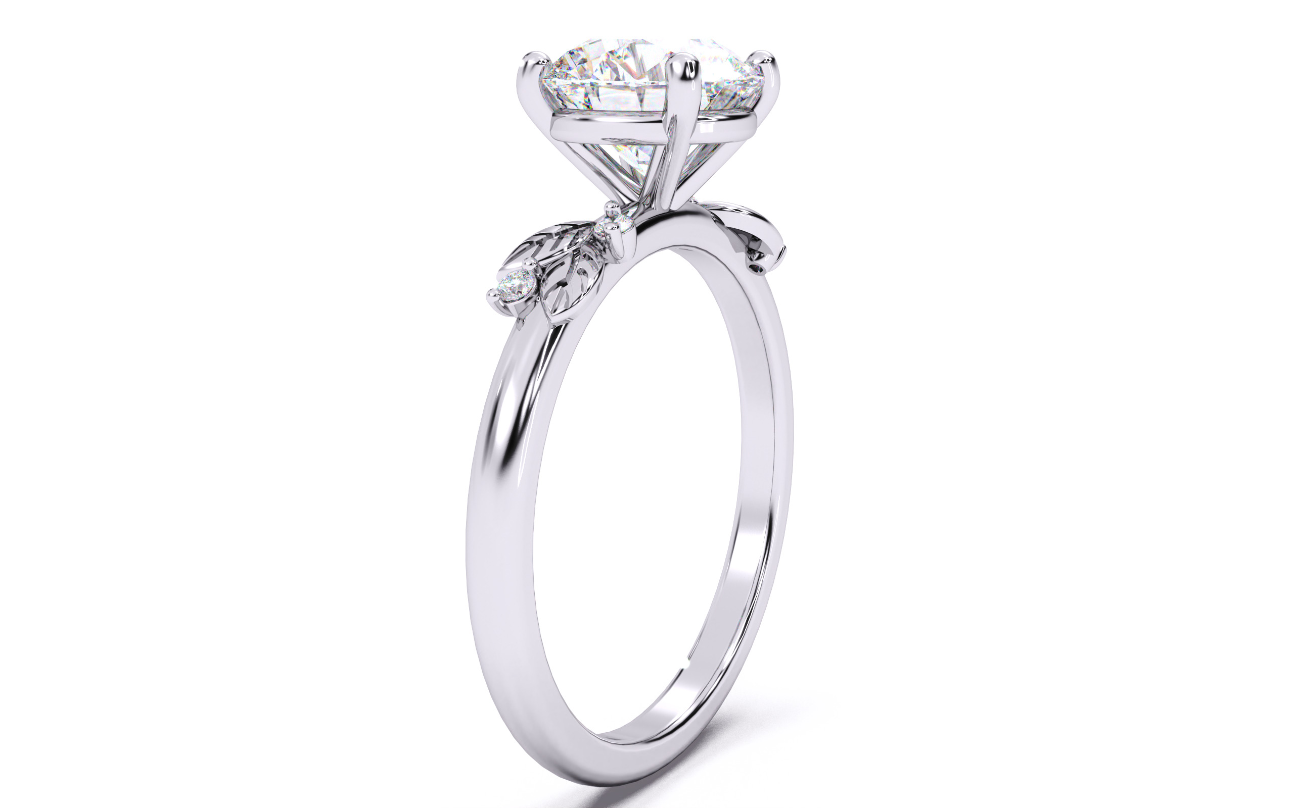 Round Diamond Solitaire Ring 3D print model 3D print model_14