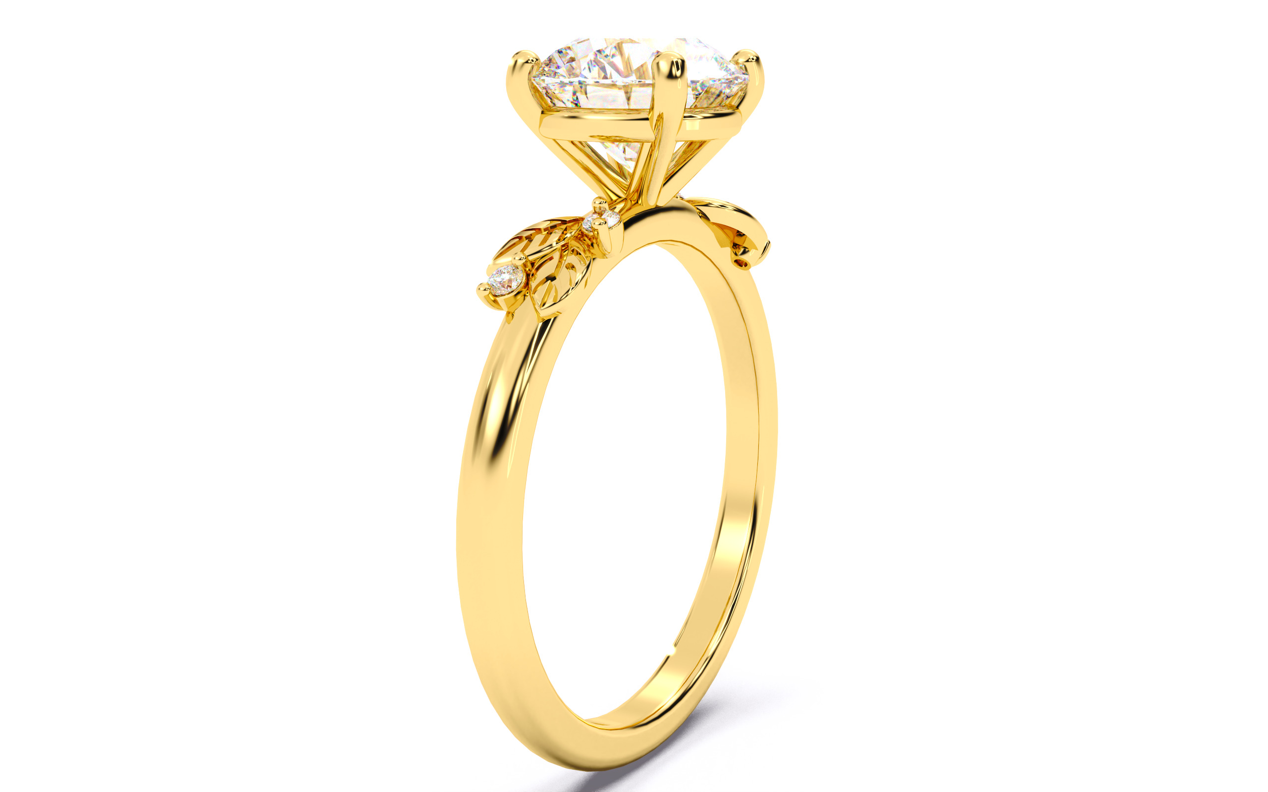 Round Diamond Solitaire Ring 3D print model 3D print model_12