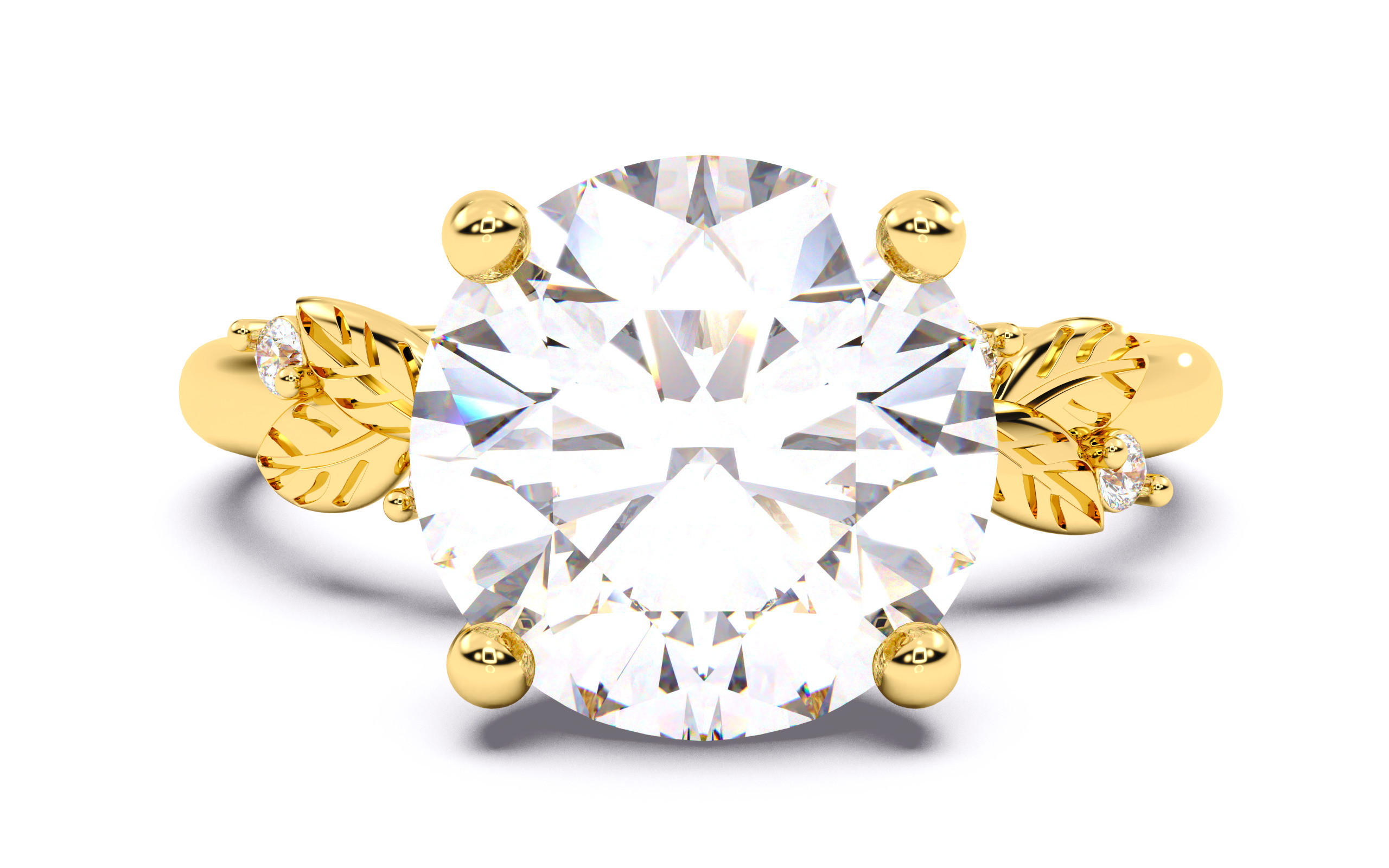 Round Diamond Solitaire Ring 3D print model 3D print model_20