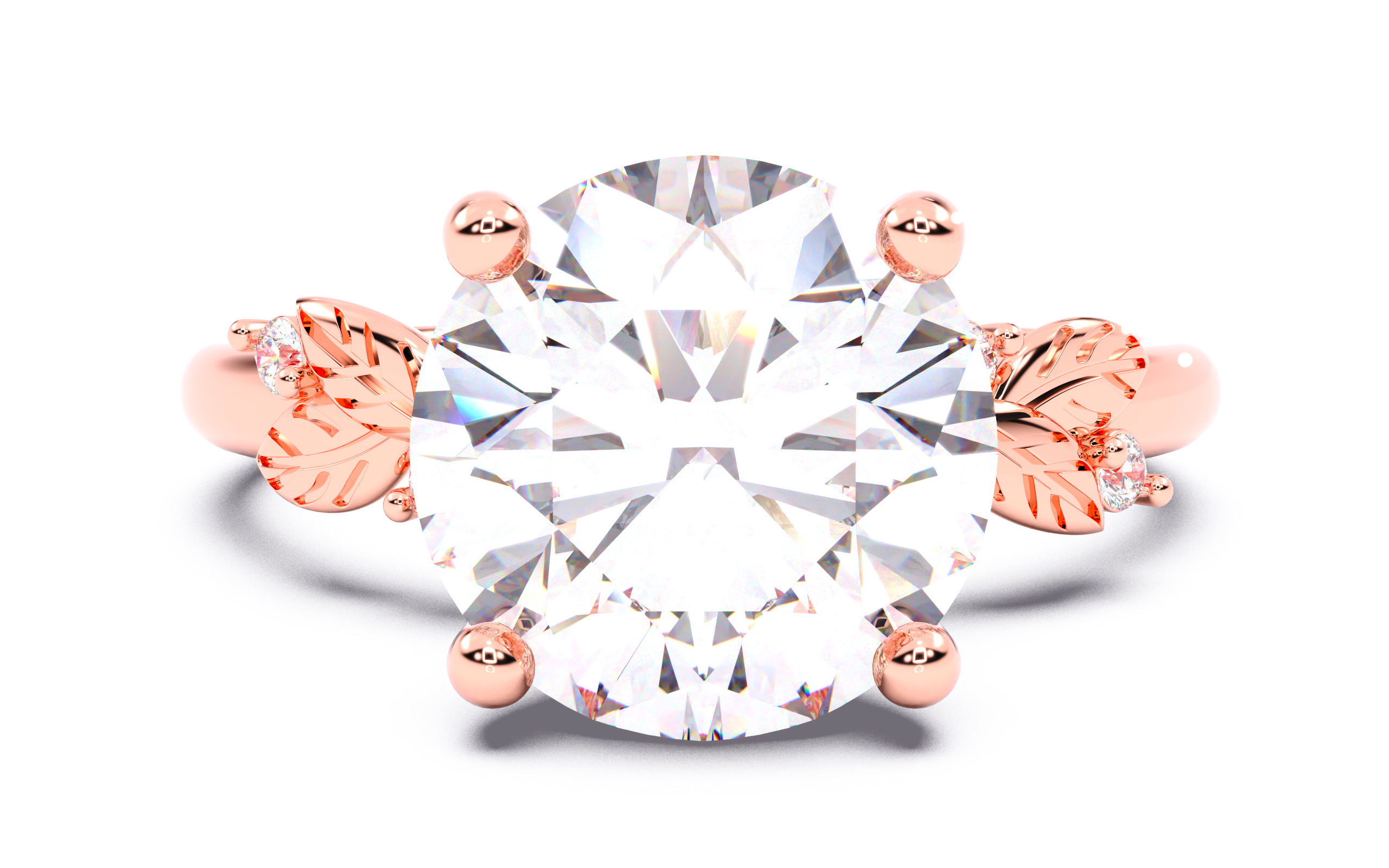 Round Diamond Solitaire Ring 3D print model 3D print model_9