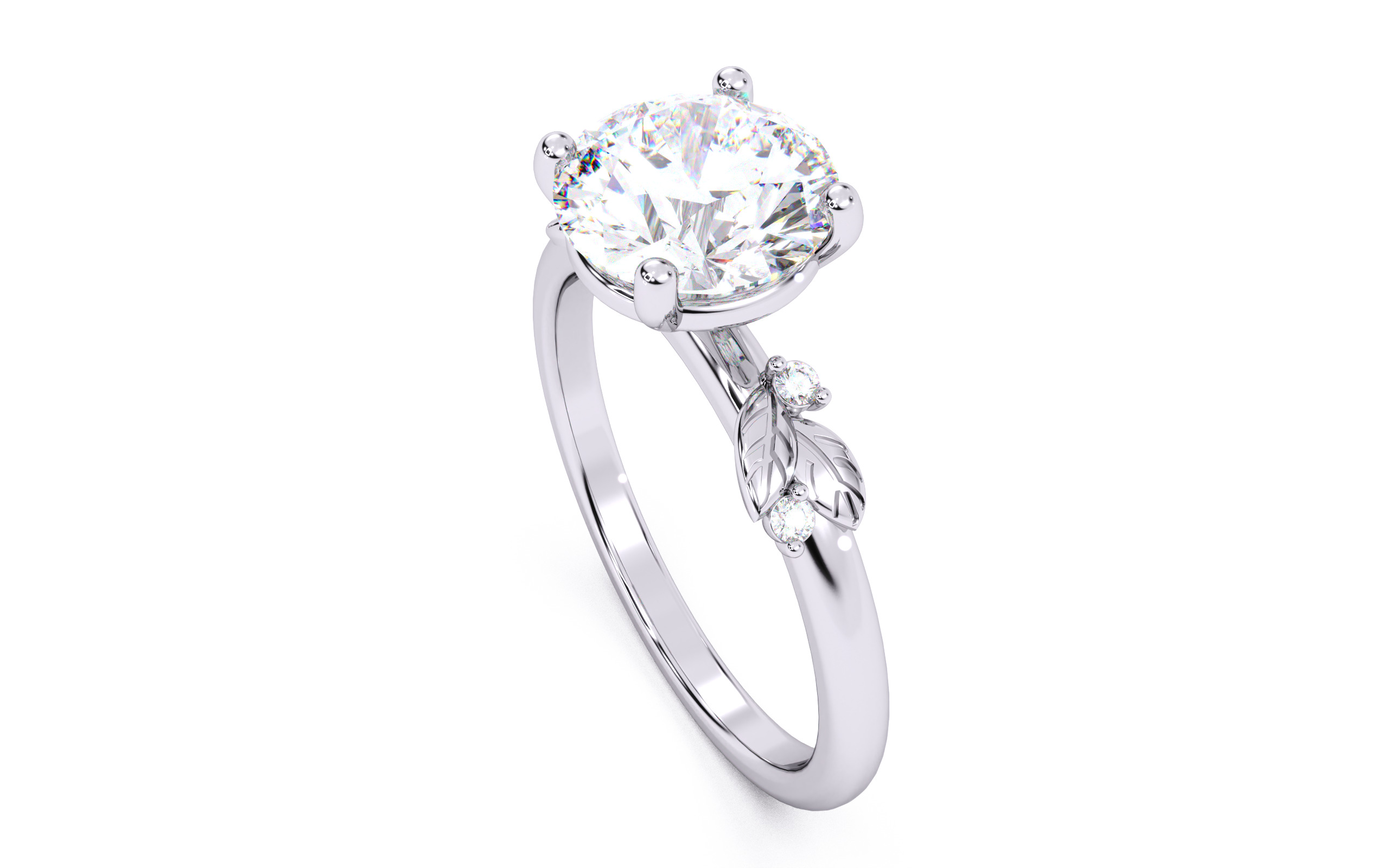 Round Diamond Solitaire Ring 3D print model 3D print model_8