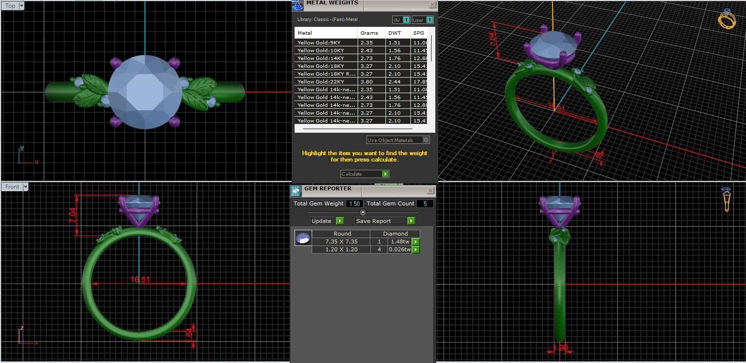 Round Diamond Solitaire Ring 3D print model 3D print model_1