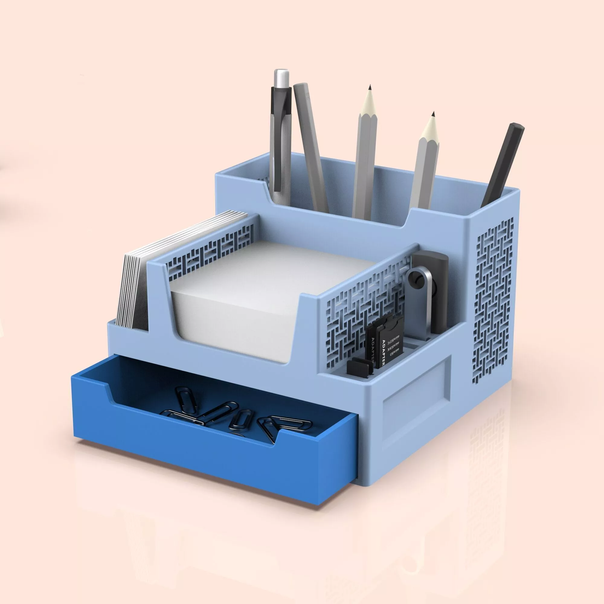 Multi-Functional Organizer - Desktop Pen Holder - SD Card 3D print model