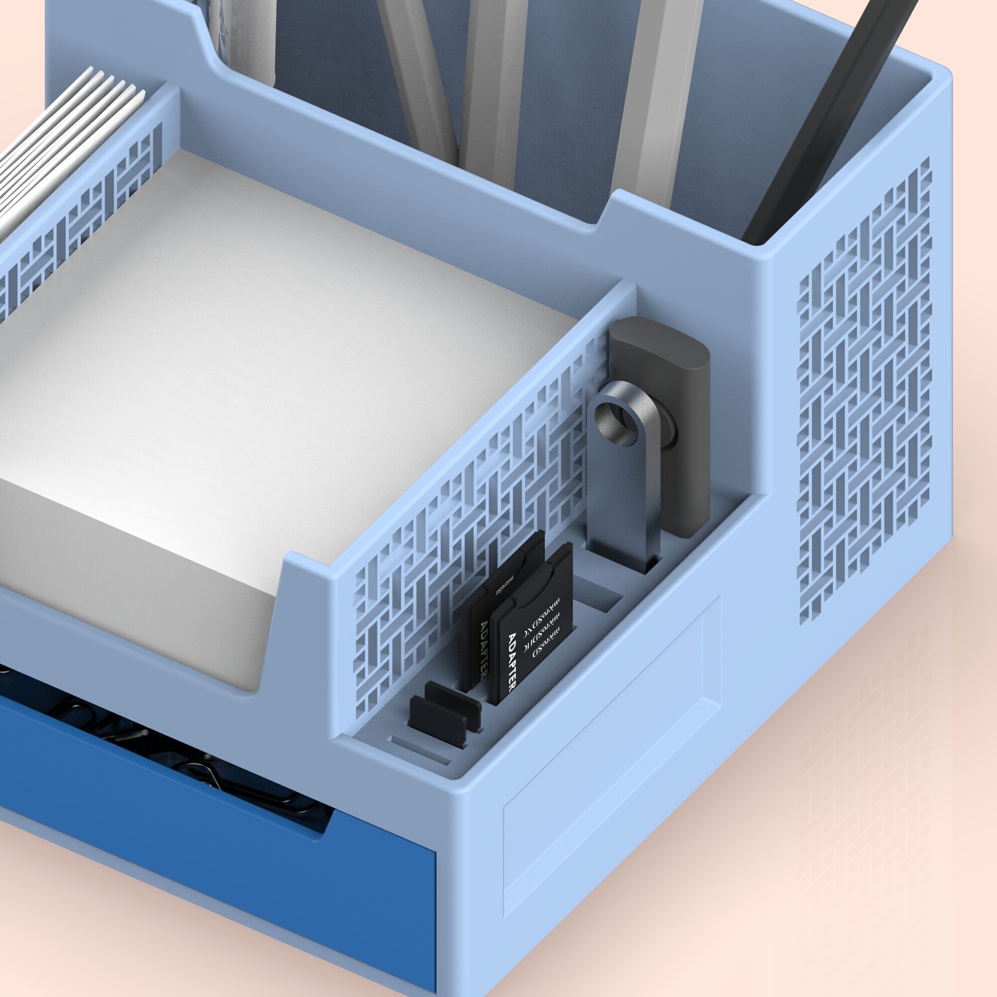 Multi-Functional Organizer - Desktop Pen Holder - SD Card 3D print model_5