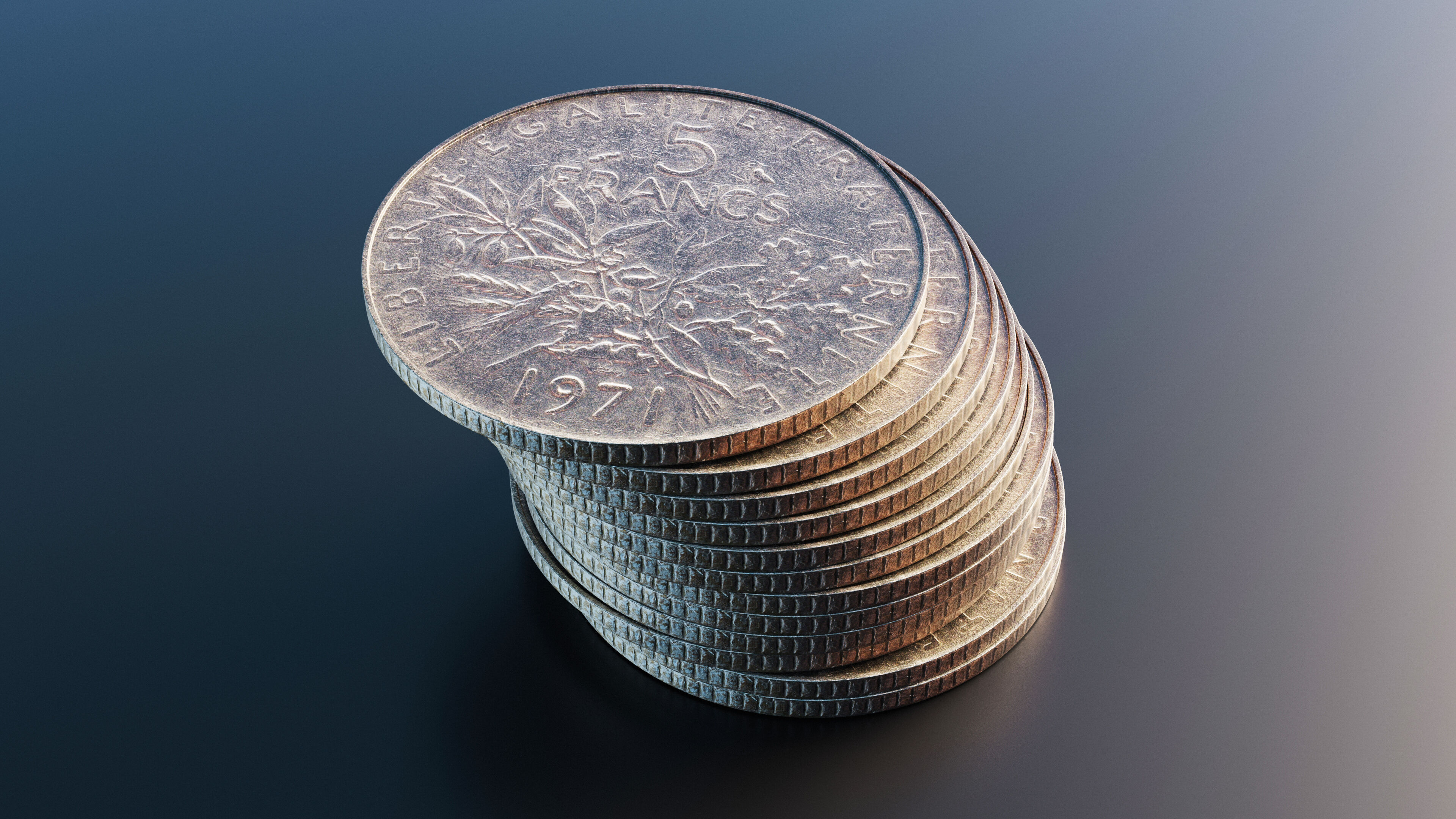 Francs coin Low-poly 3D model_6